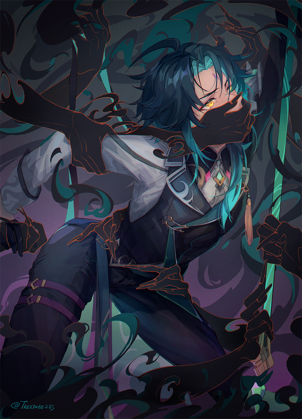 【插画美图】护法夜叉大将  原神 魈同人角色插画推荐 P站美图-第10张