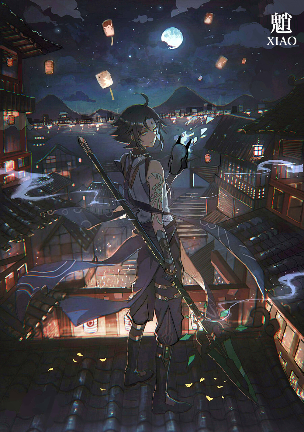 【插画美图】护法夜叉大将  原神 魈同人角色插画推荐 P站美图-第18张