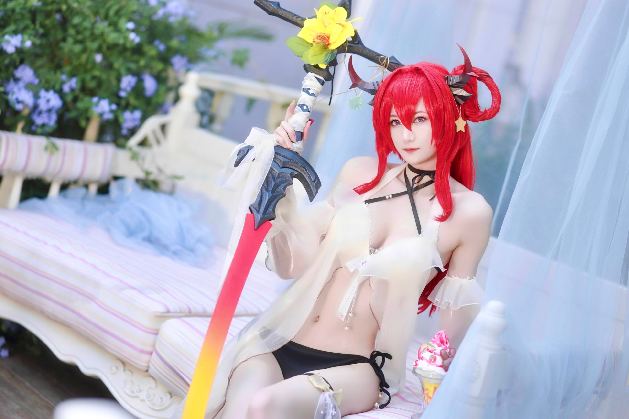 【COS】第一次尝试衣服覆盖率这么低的cos！ 明日方舟 缤纷奇境 CW03 - 史尔特尔@老黄酥糖 COSPLAY-第1张