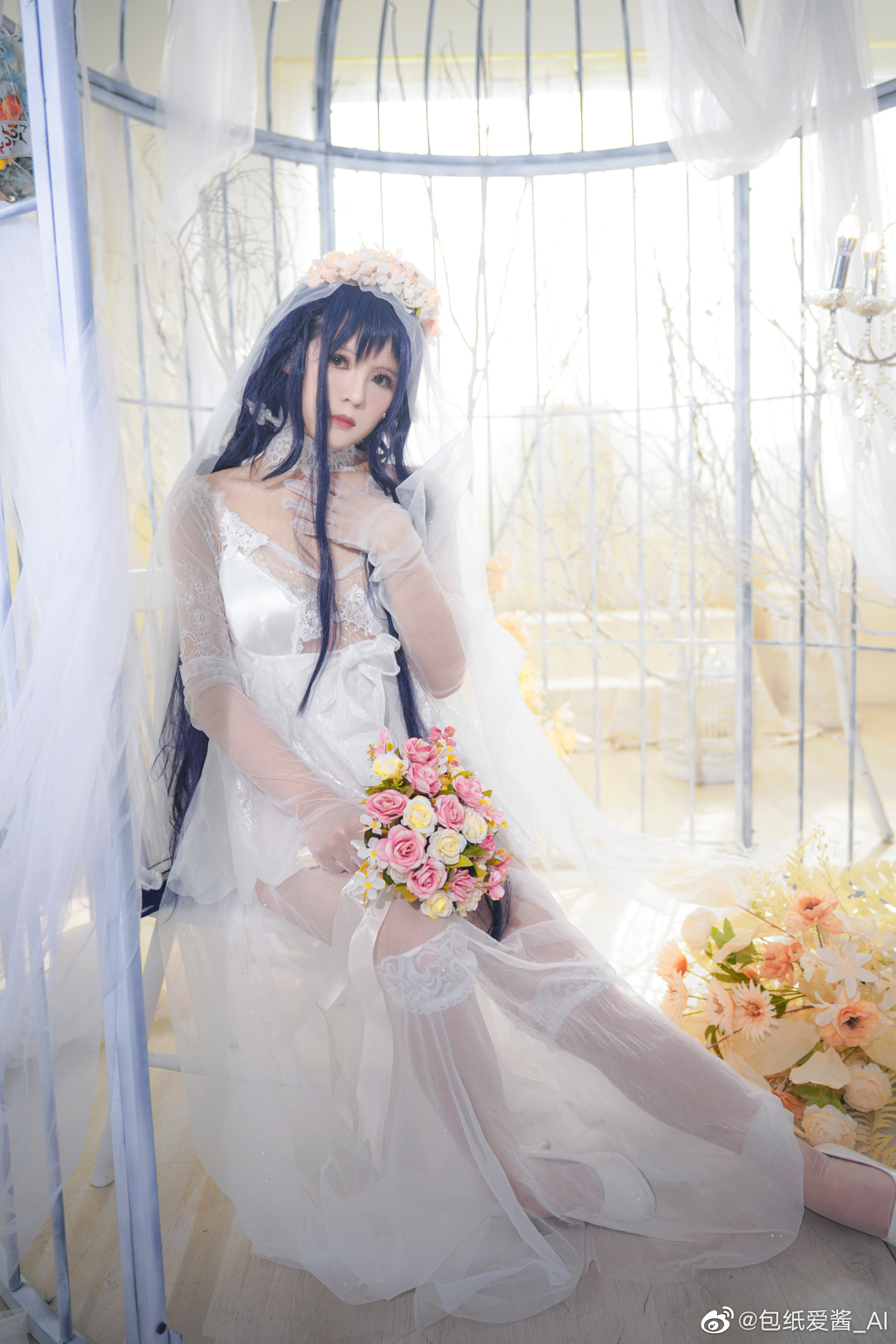 【COS】能穿上这样一身白纱，仿佛是做梦一样呢.....碧蓝航线cos @包纸爱酱_AI COSPLAY-第1张