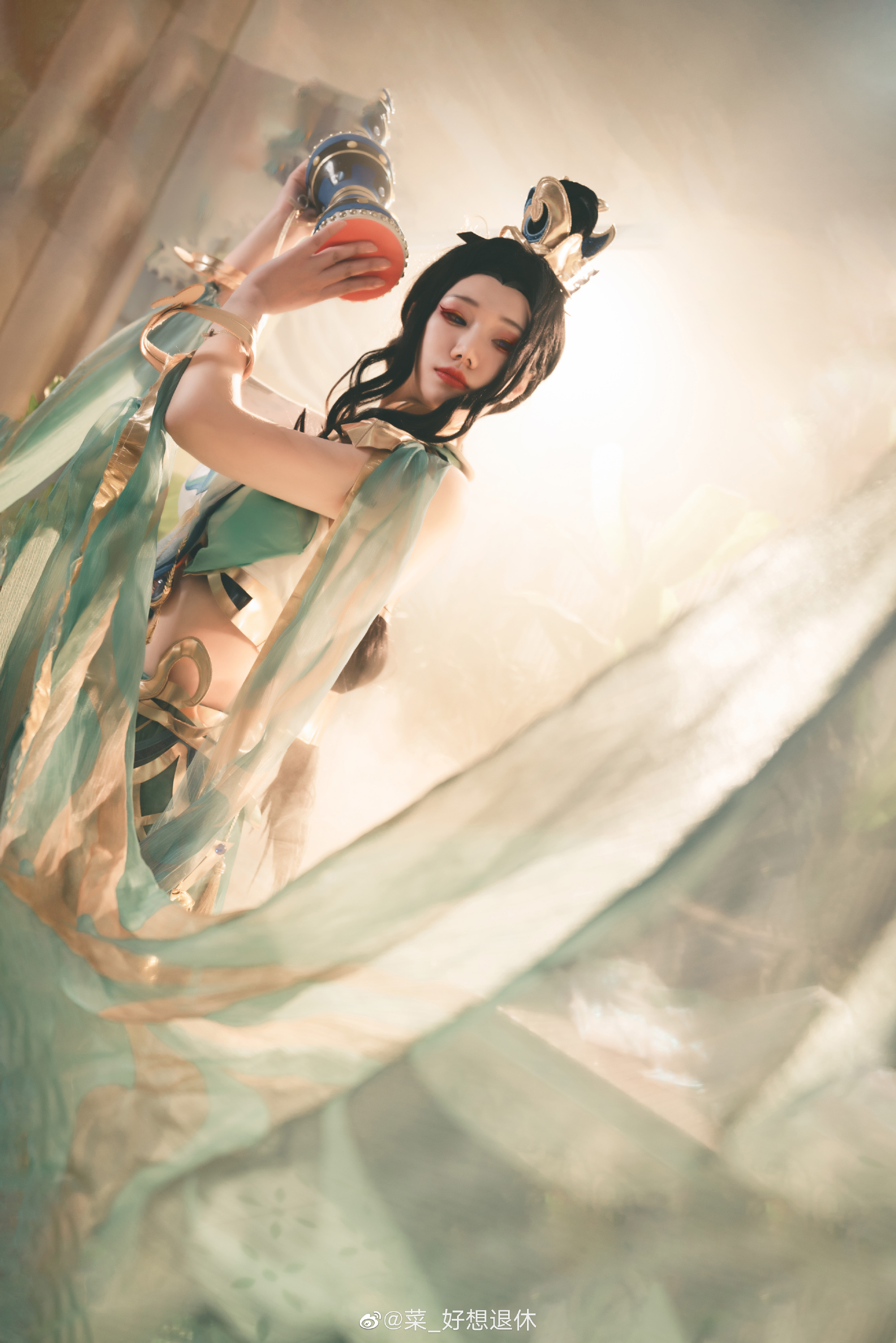 【COS】西风故道听旧梦，昔年弦鼓，昔年旋舞。王者荣耀 貂蝉@菜_好想退休 COSPLAY-第2张