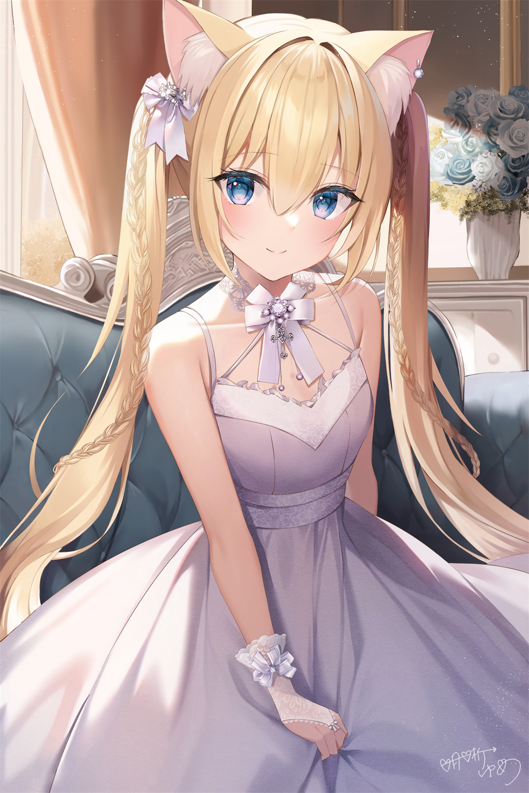 P站插画 原创 兽耳 洛丽塔 @明晰ゆめ 插画-第1张
