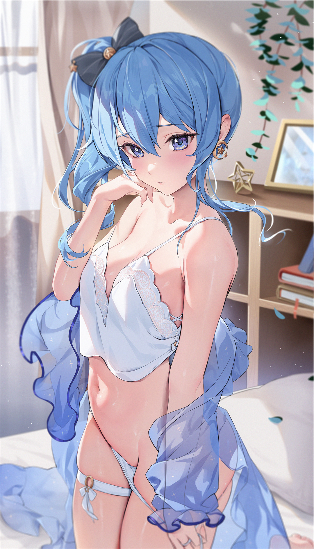 P站插画 Hololive 虚拟主播 星街 蓝色衣服@ほうき星 插画-第1张