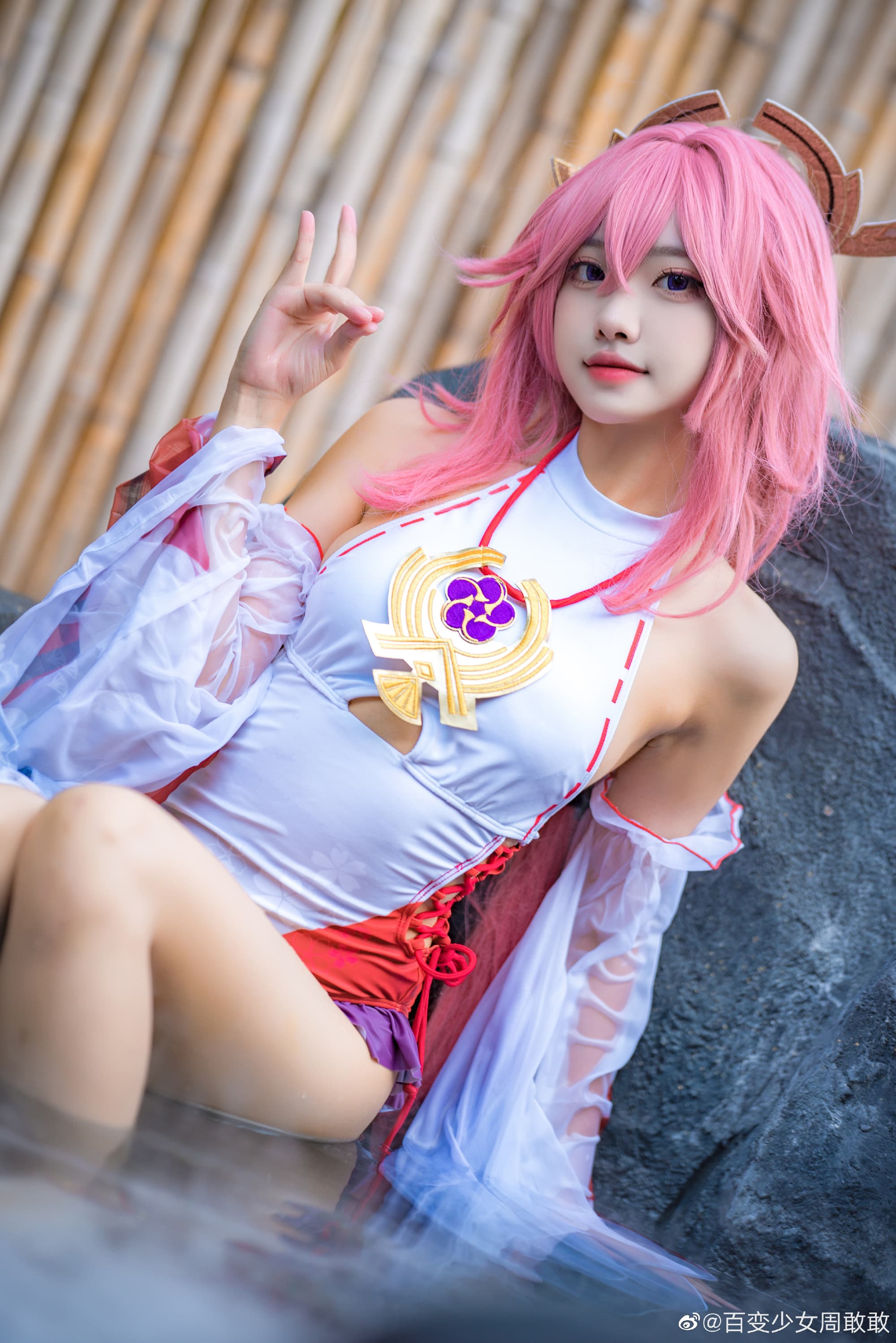 【COS】神子的片子终于发完啦！ 原神 八重神子@百变少女周敢敢 COSPLAY-第3张