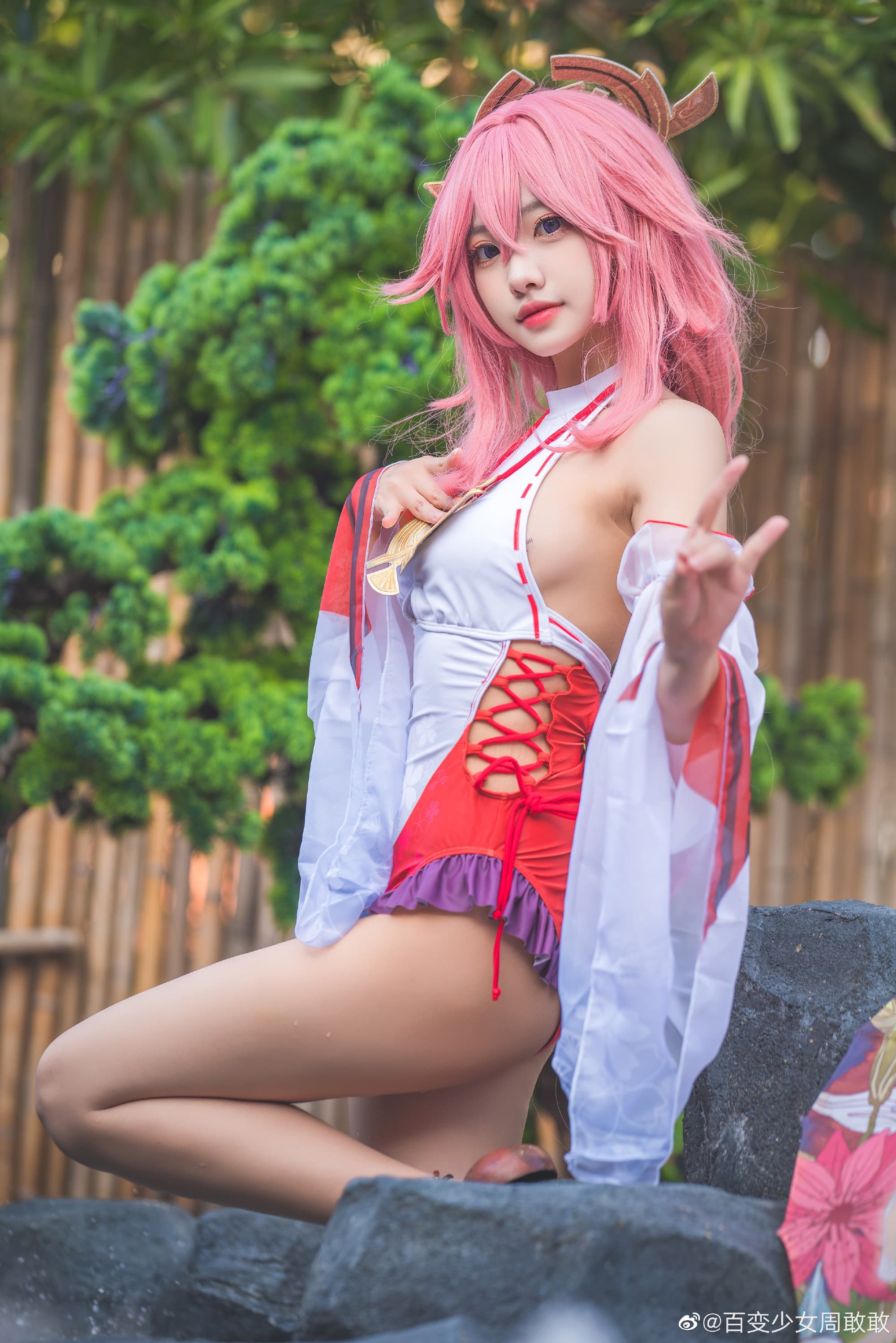 【COS】神子的片子终于发完啦！ 原神 八重神子@百变少女周敢敢 COSPLAY-第5张