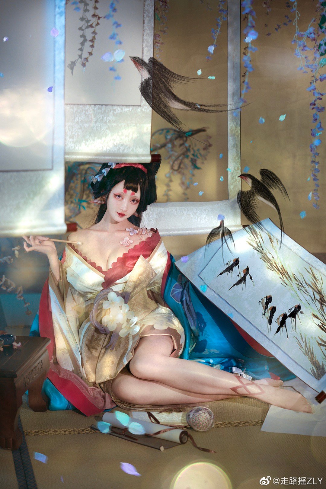 小饼一月约我拍的花鸟卷，忙到现在终于空出一天把它修出来了 绘世花鸟卷@走路摇ZLY COSPLAY-第9张