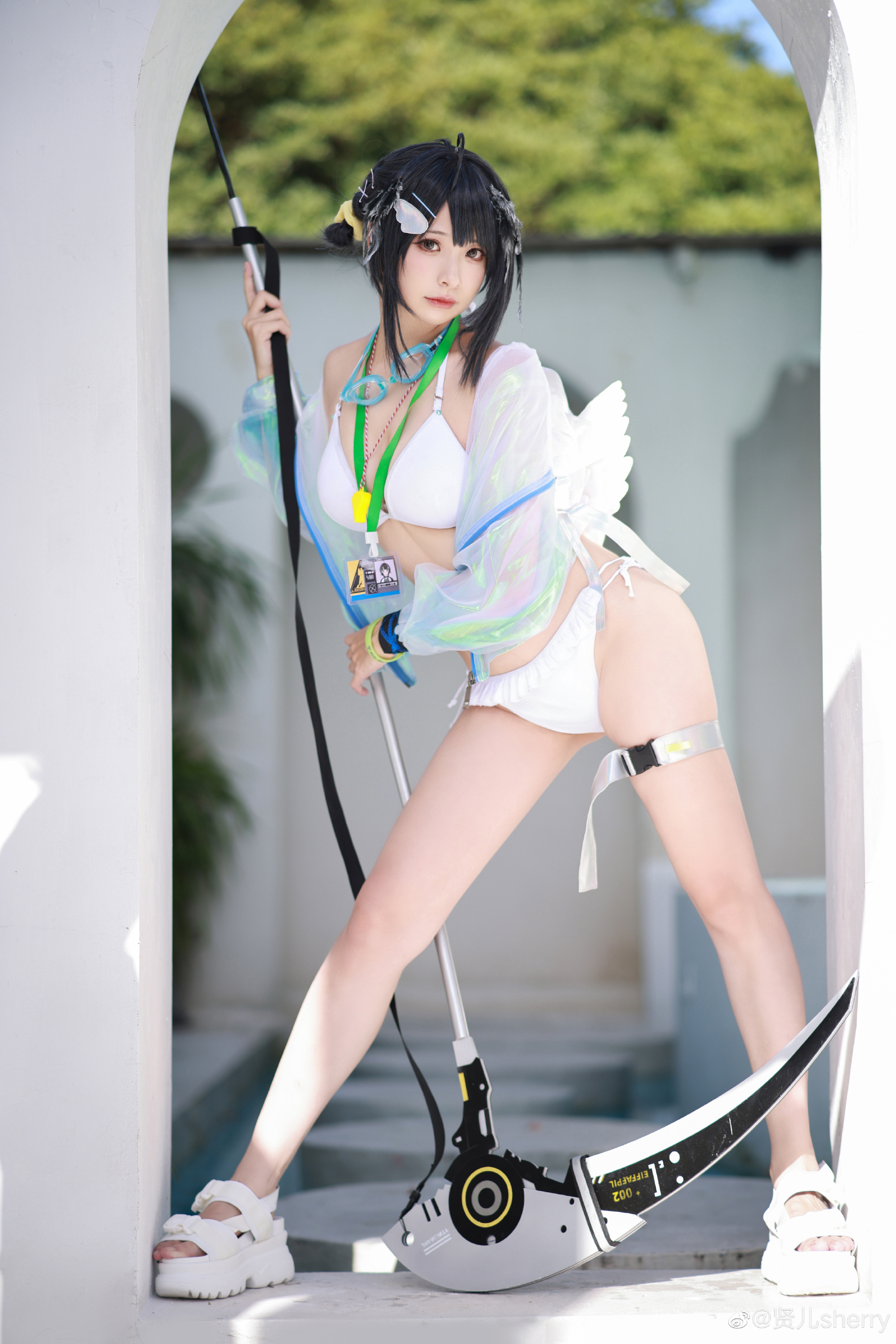 【COSPLAY】明日方舟 博士要和我比赛游泳吗？ 羽毛笔 夏卉 FA210@贤儿sherry COSPLAY-第8张