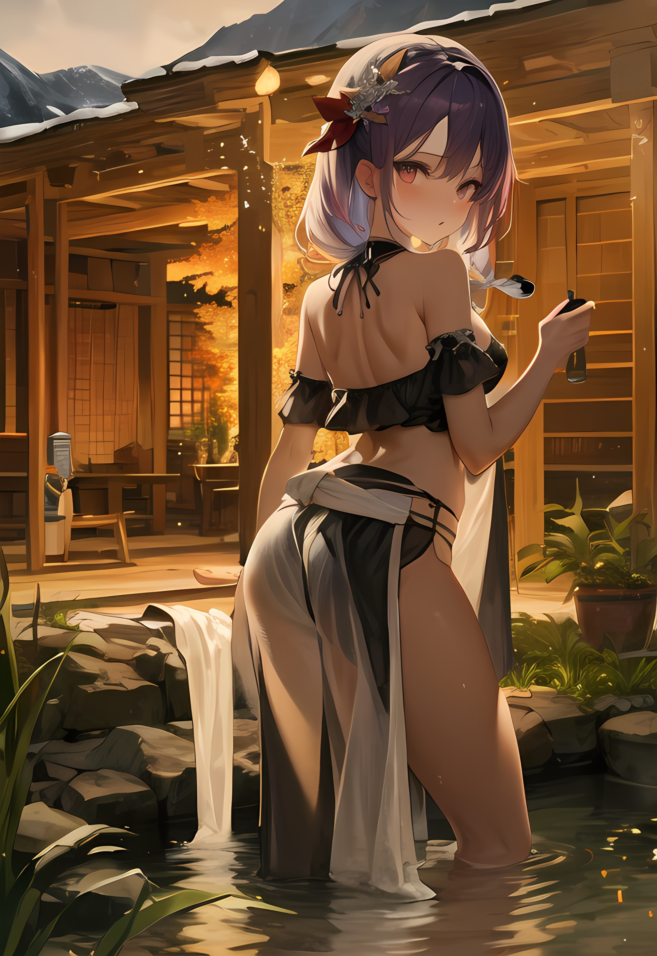 【ai绘画】巨乳，翘臀，长腿，温泉 插画-第6张