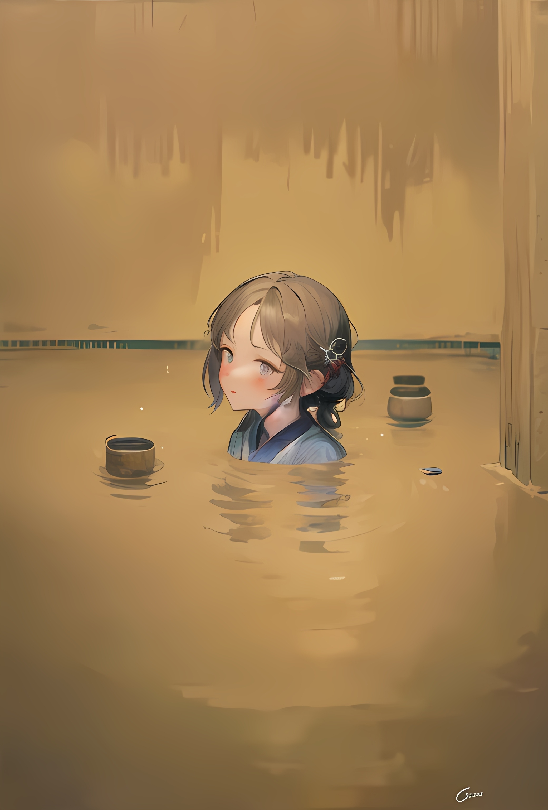 【ai绘画】温泉，巨乳，长腿，翘臀 插画-第3张