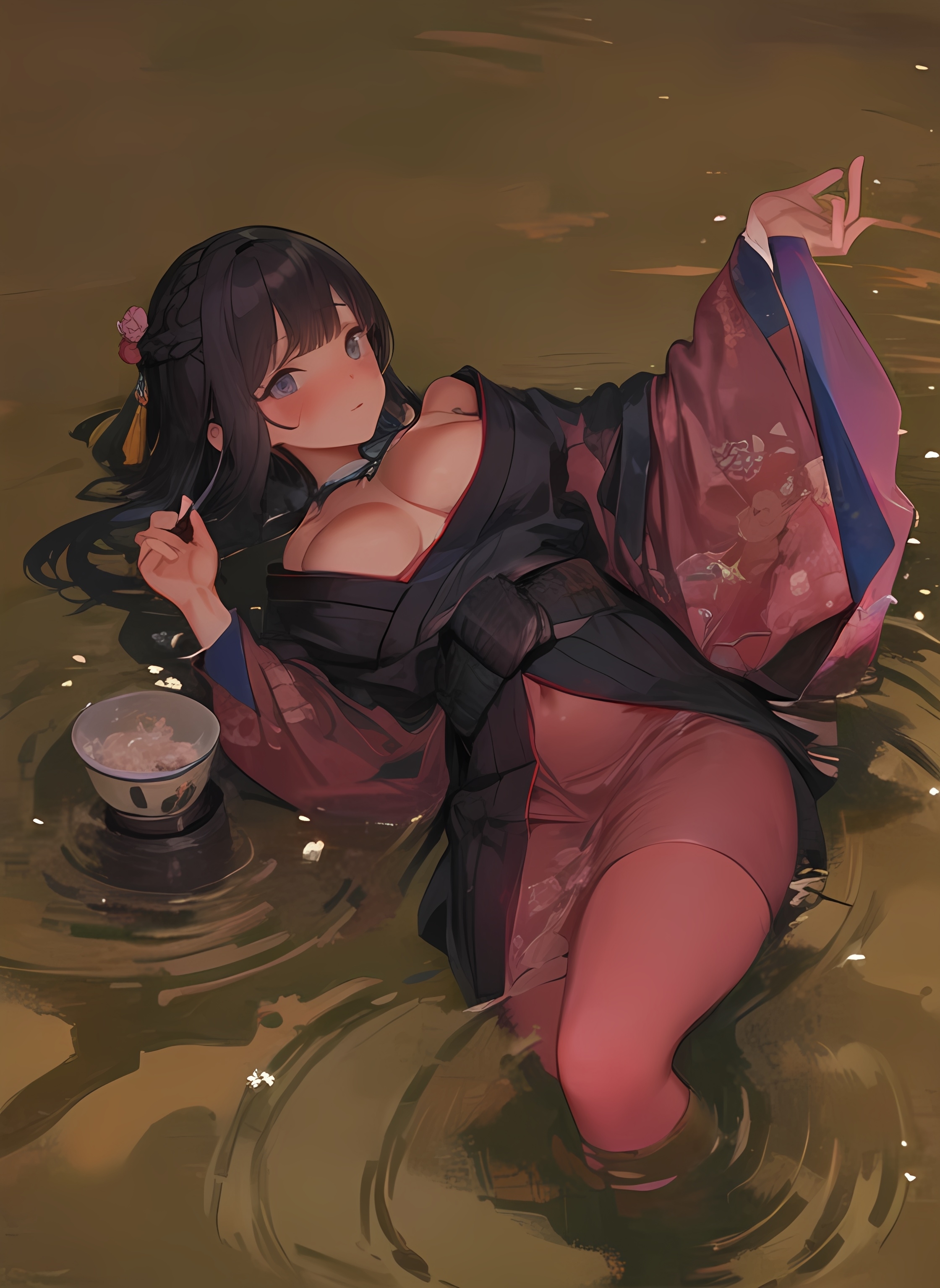 【ai绘画】温泉，巨乳，长腿，翘臀 插画-第9张
