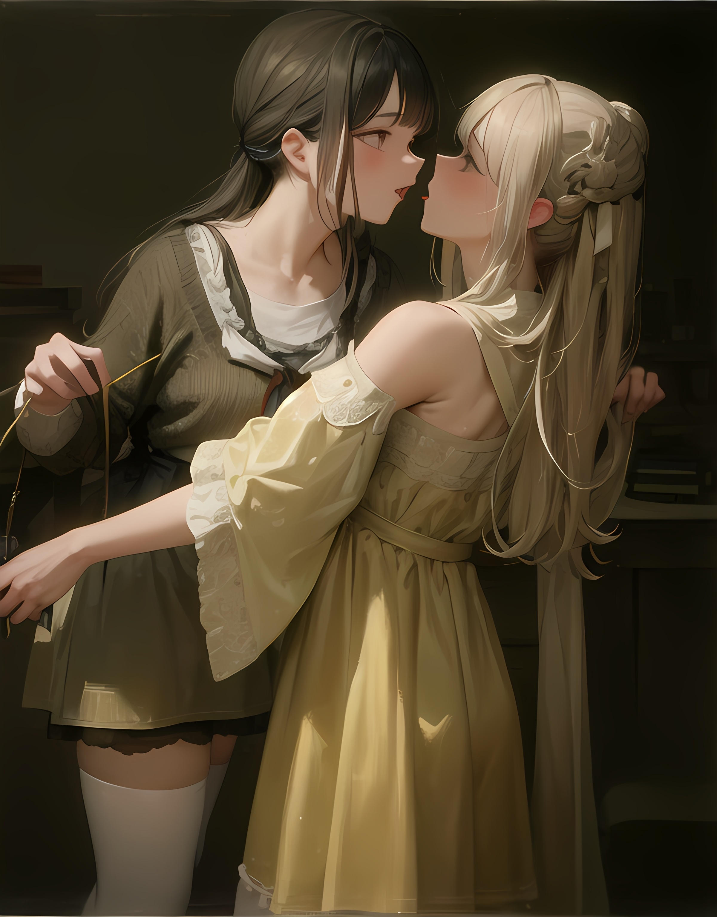 【ai绘画】风声中的沙滩诱惑，巨乳，比基尼，百合 插画-第1张