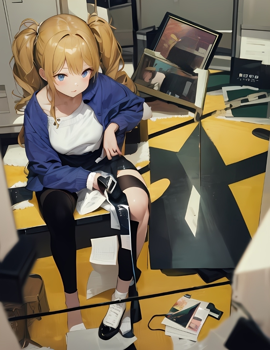 【ai绘画】校园双影，jk，酥胸大腿，巨乳 插画-第1张