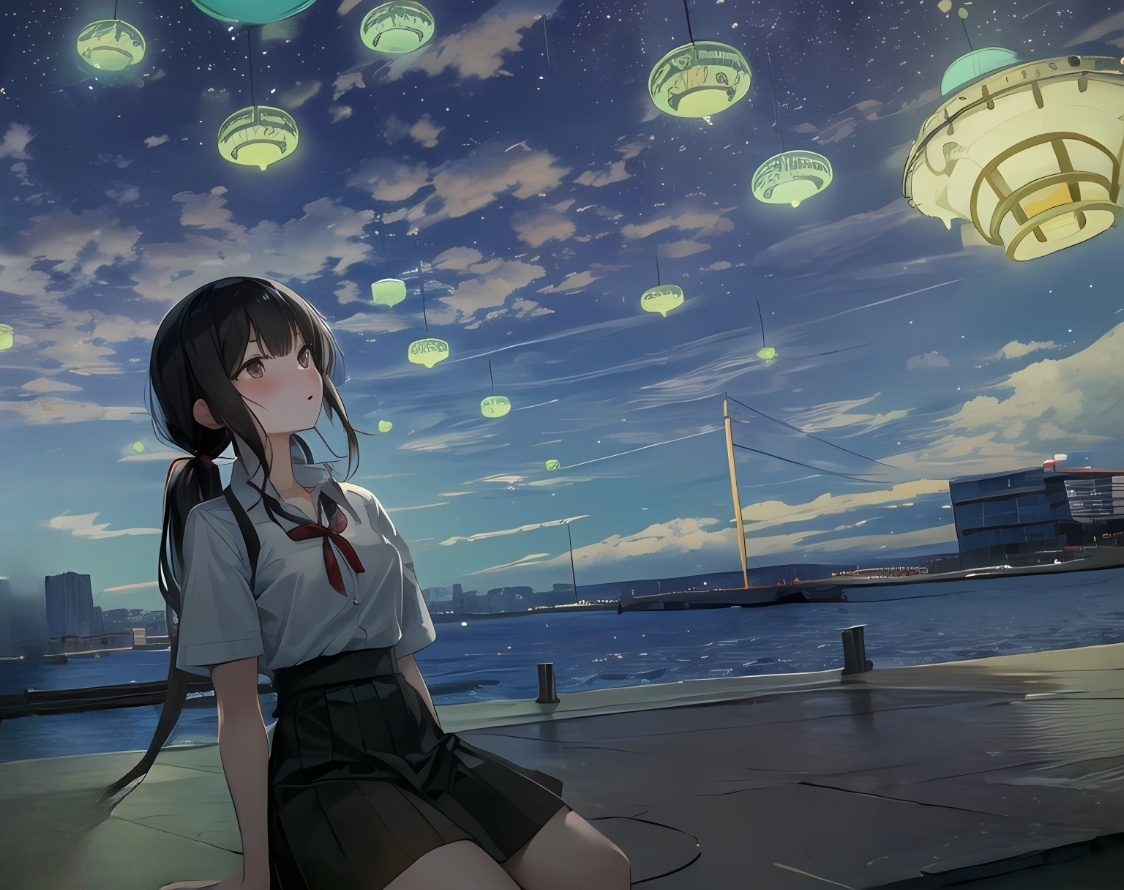 【ai绘画】校园双影，jk，酥胸大腿，巨乳 插画-第5张