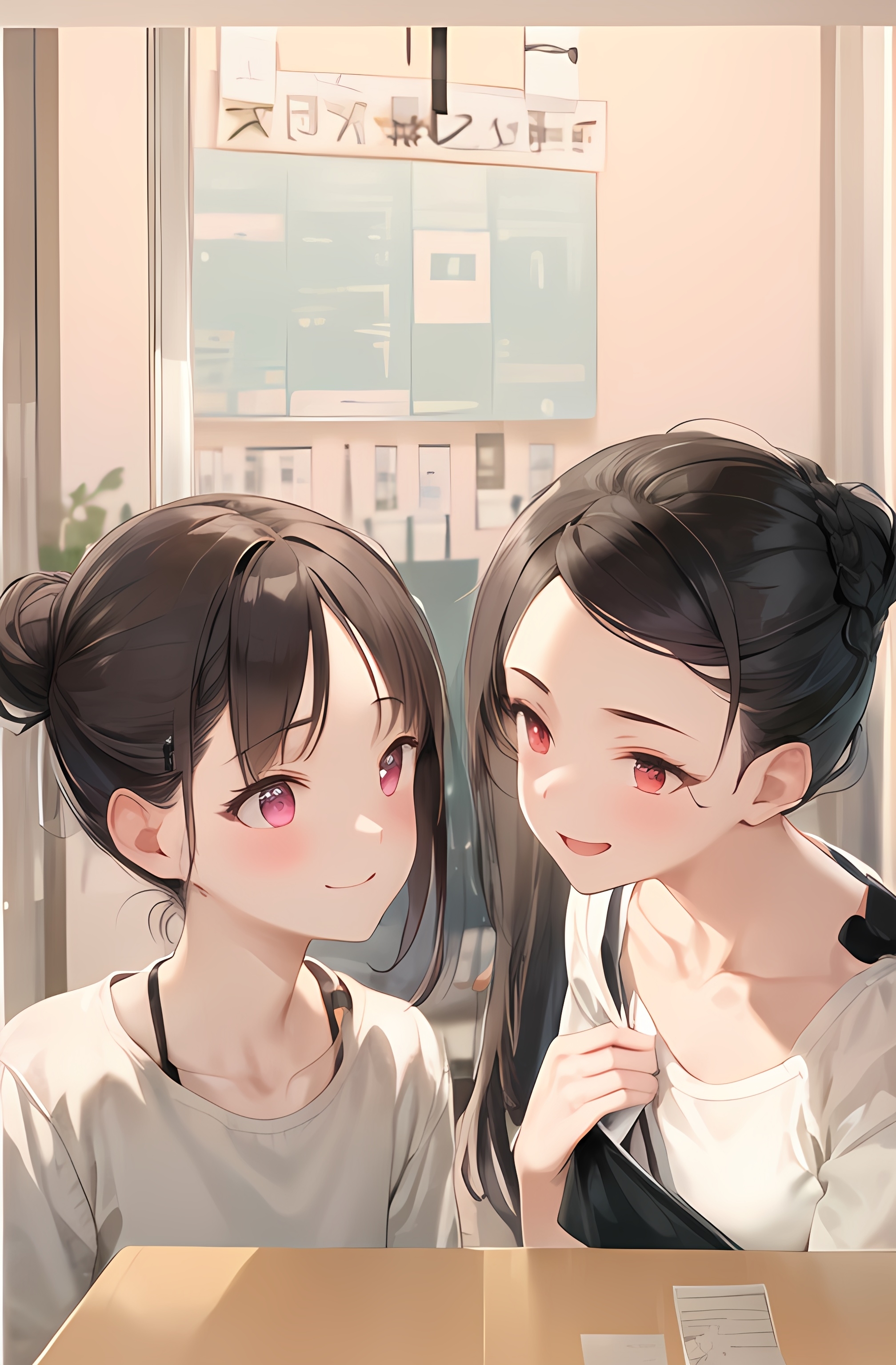 【ai绘画】校园双影，jk，酥胸大腿，巨乳 插画-第6张
