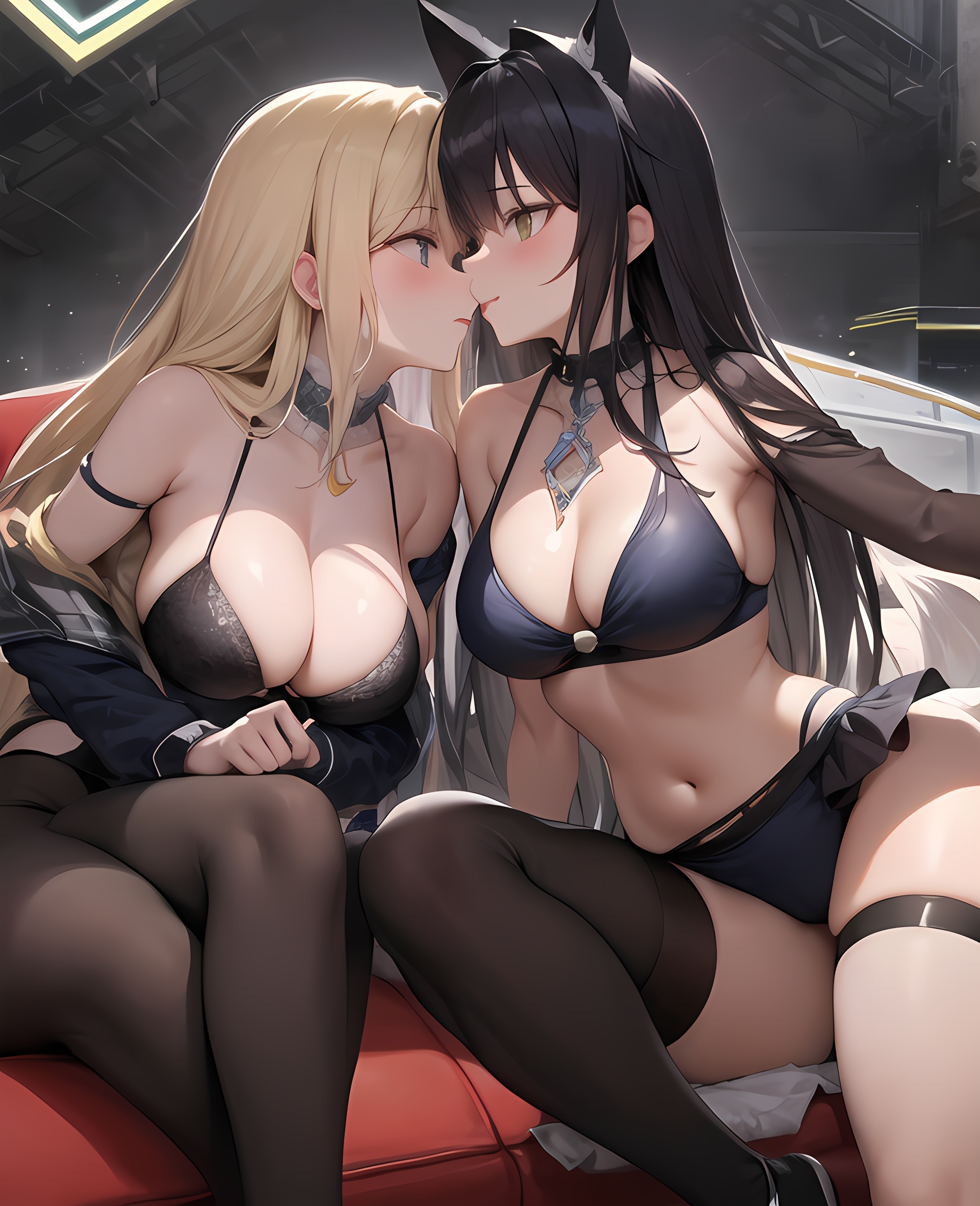 【ai绘画】速度之吻，比基尼，百合，巨乳 插画-第7张