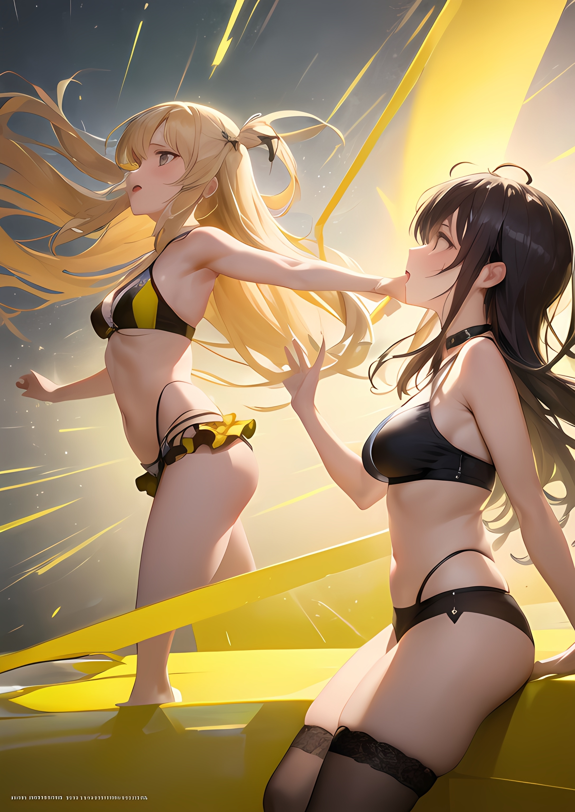 【ai绘画】速度之吻，比基尼，百合，巨乳 插画-第8张