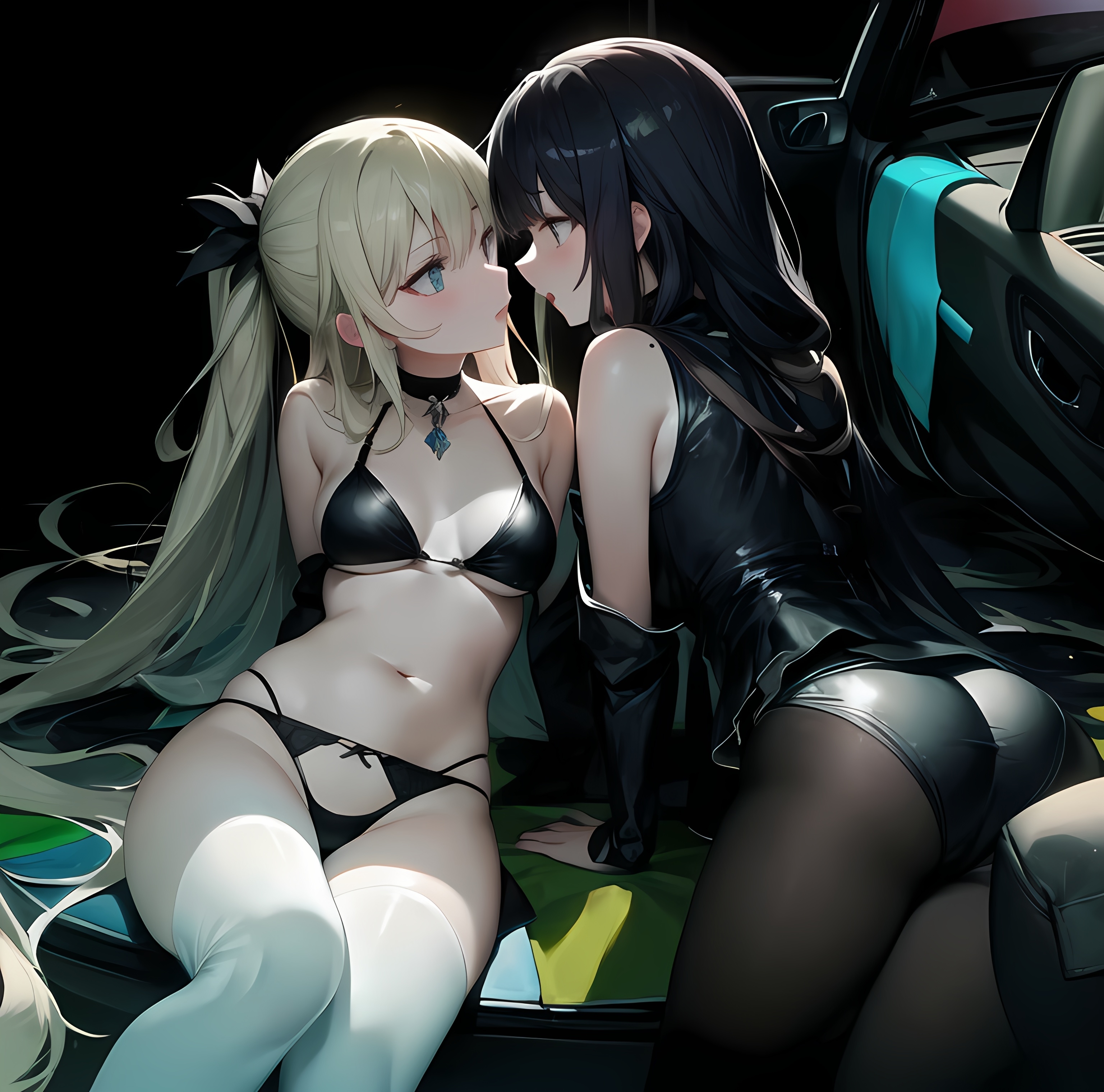 【ai绘画】激情融合：欲望之旅，巨乳，比基尼，百合 插画-第4张