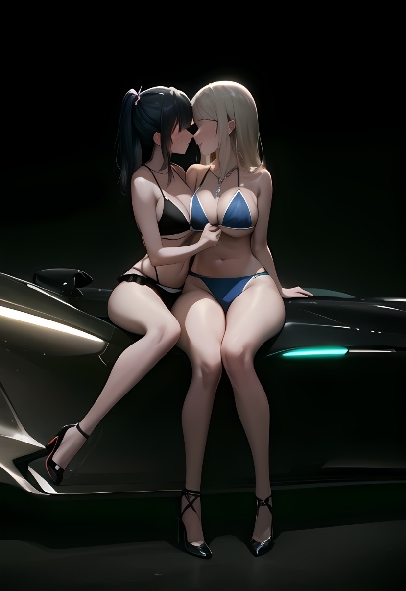 【ai绘画】激情融合：欲望之旅，巨乳，比基尼，百合 插画-第6张