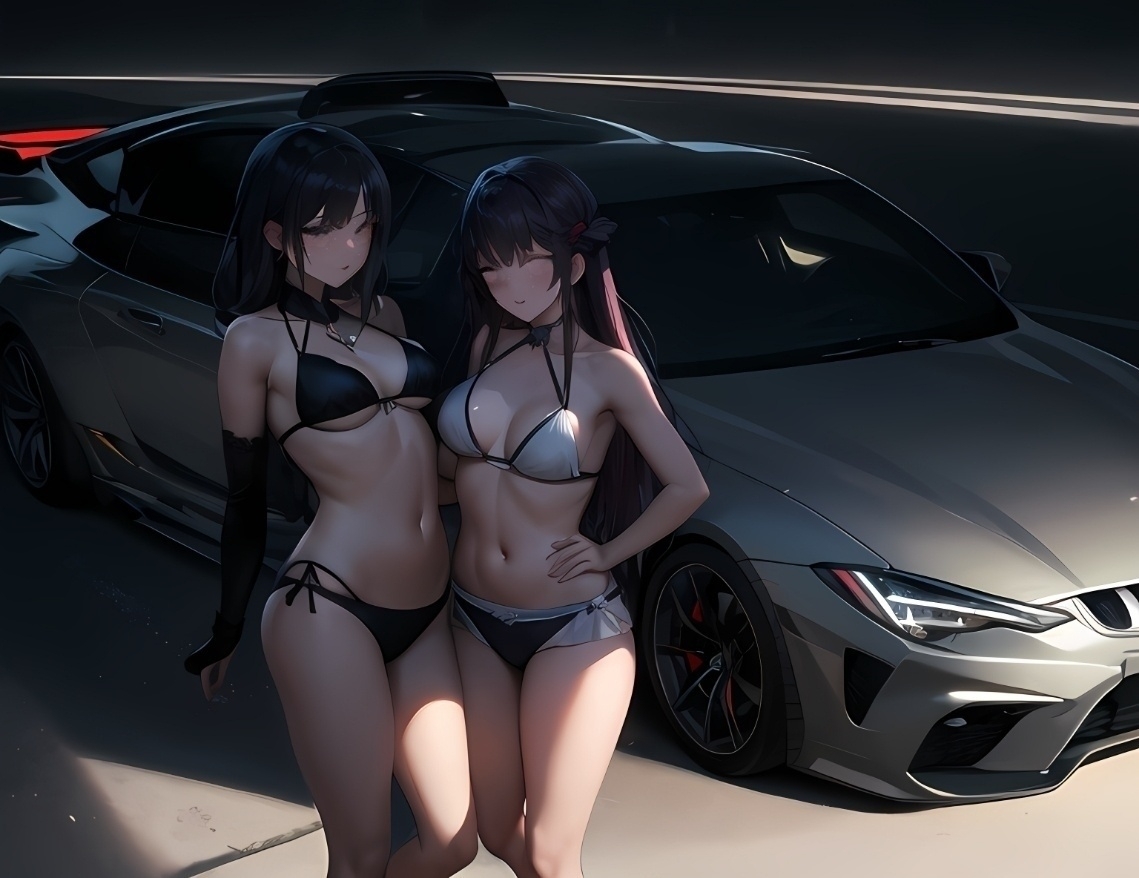【ai绘画】激情融合：欲望之旅，巨乳，比基尼，百合 插画-第8张