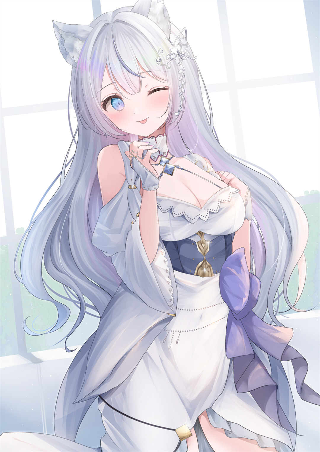 【P站美图】虚拟主播 樱巫女 原神 千织 胡桃 白毛兽耳少女 碧蓝档案 亚丝娜 插画壁纸推荐 P站美图-第16张
