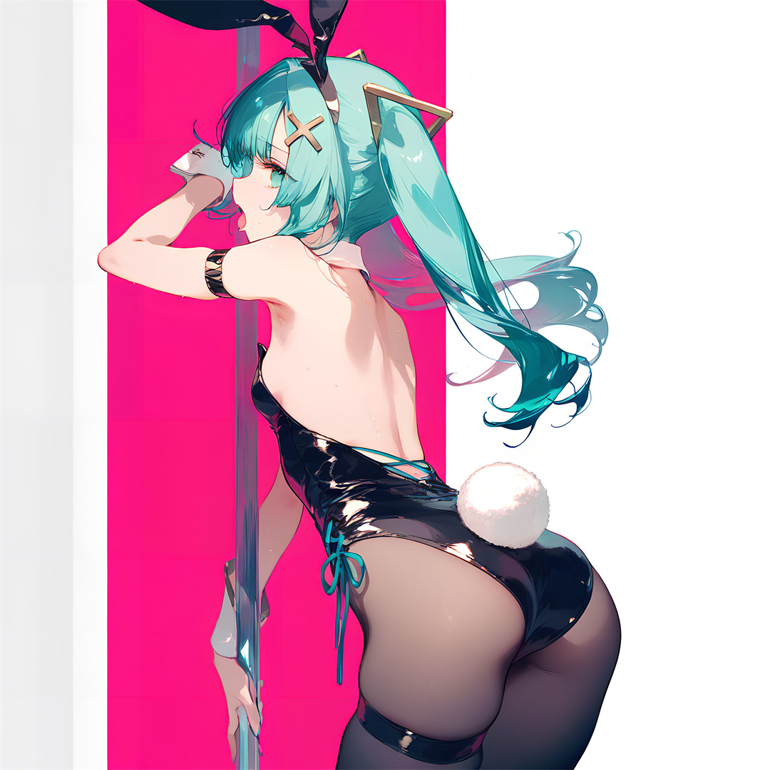 【AI精选】初音未来 兔女郎 原神 申鹤 星穹铁道 流萤 白毛兽耳少女 会员插画推荐 精选插画-第7张