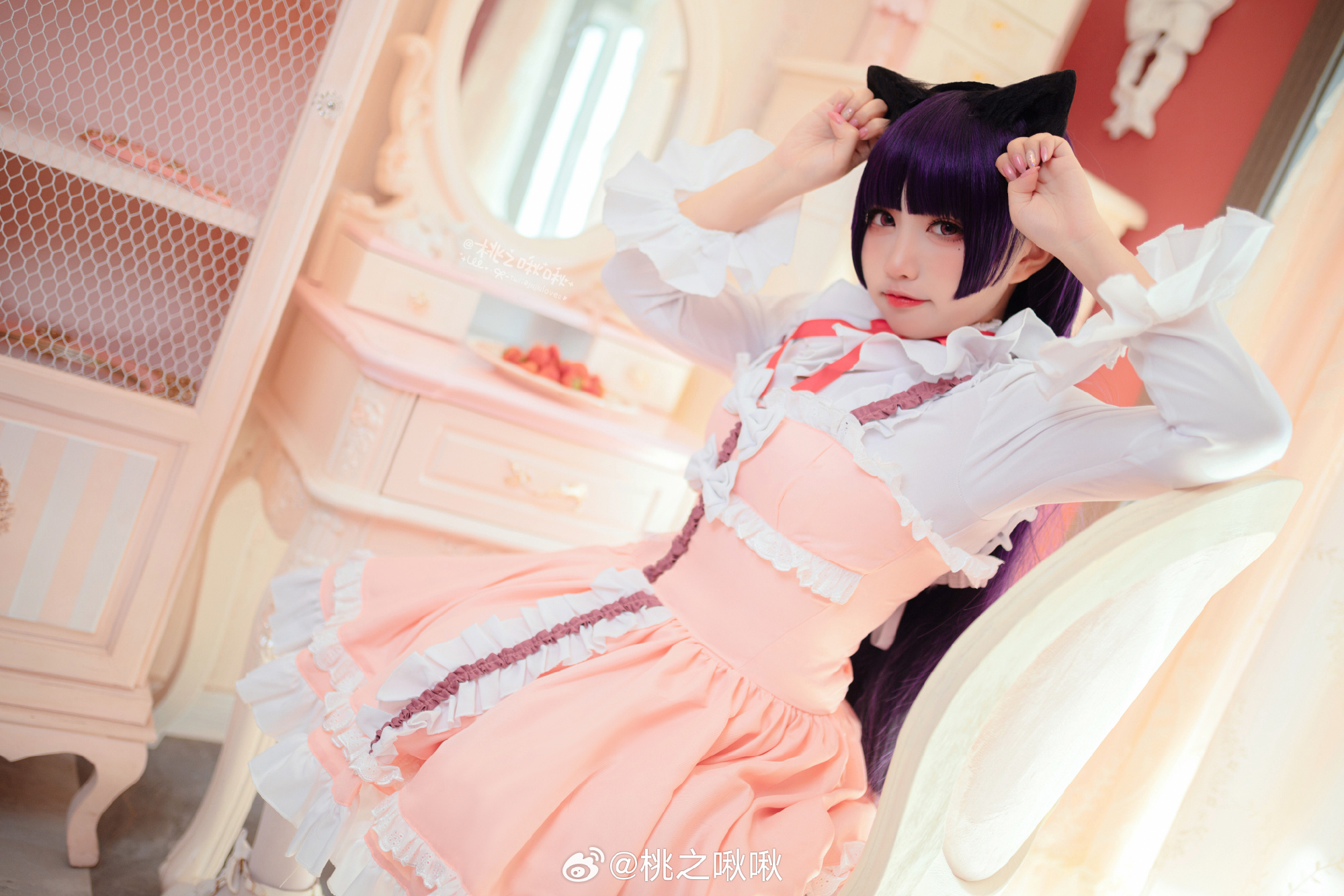 🍓 🍓 𝘀𝘁𝗿𝗮𝘄𝗯𝗲𝗿𝗿𝘆-黒猫洋装 正如未成熟草莓般酸涩的恋情 五更琉璃 俺妹@桃之啾啾 COSPLAY-第4张