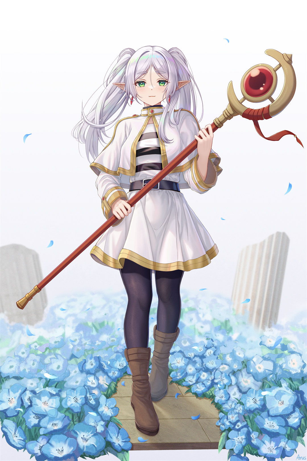 【插画特辑】葬送的芙莉莲 菲伦 白色双马尾芙莉莲 插画动漫美图推荐 P站美图-第3张