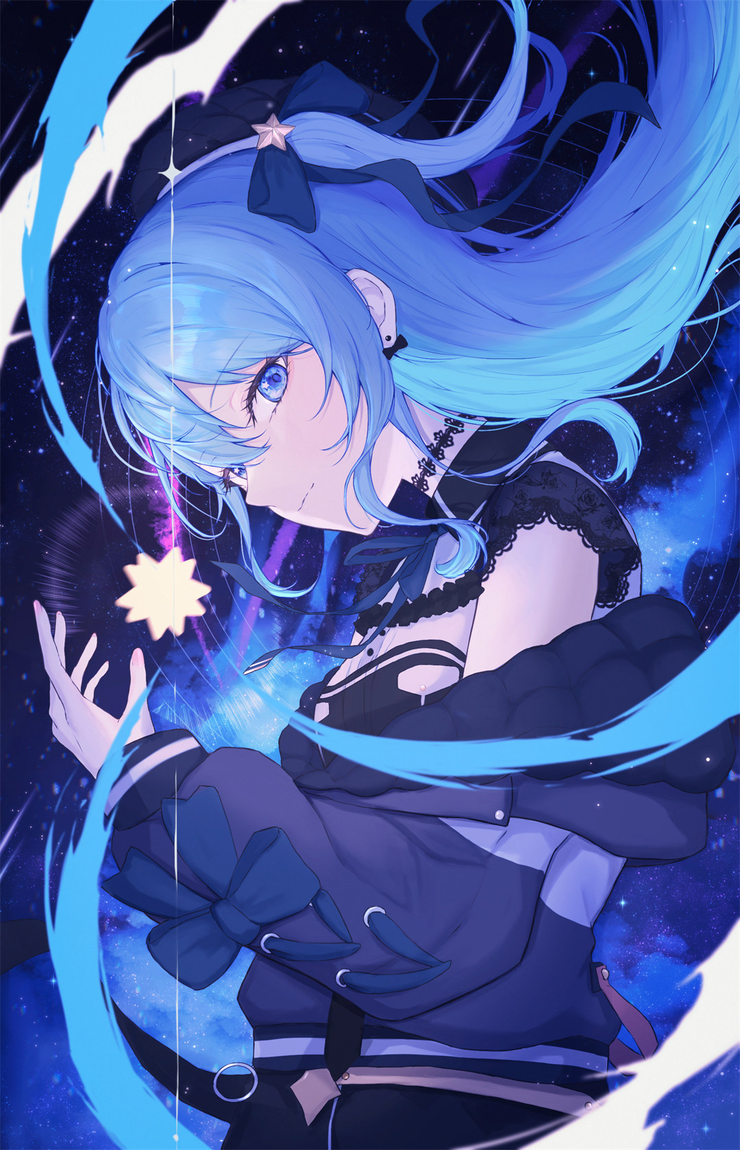 【画师推荐】你喜欢蓝色头发美少女吗？虚拟偶像 星街彗星 插画师のる的美图推荐 P站画师-第18张