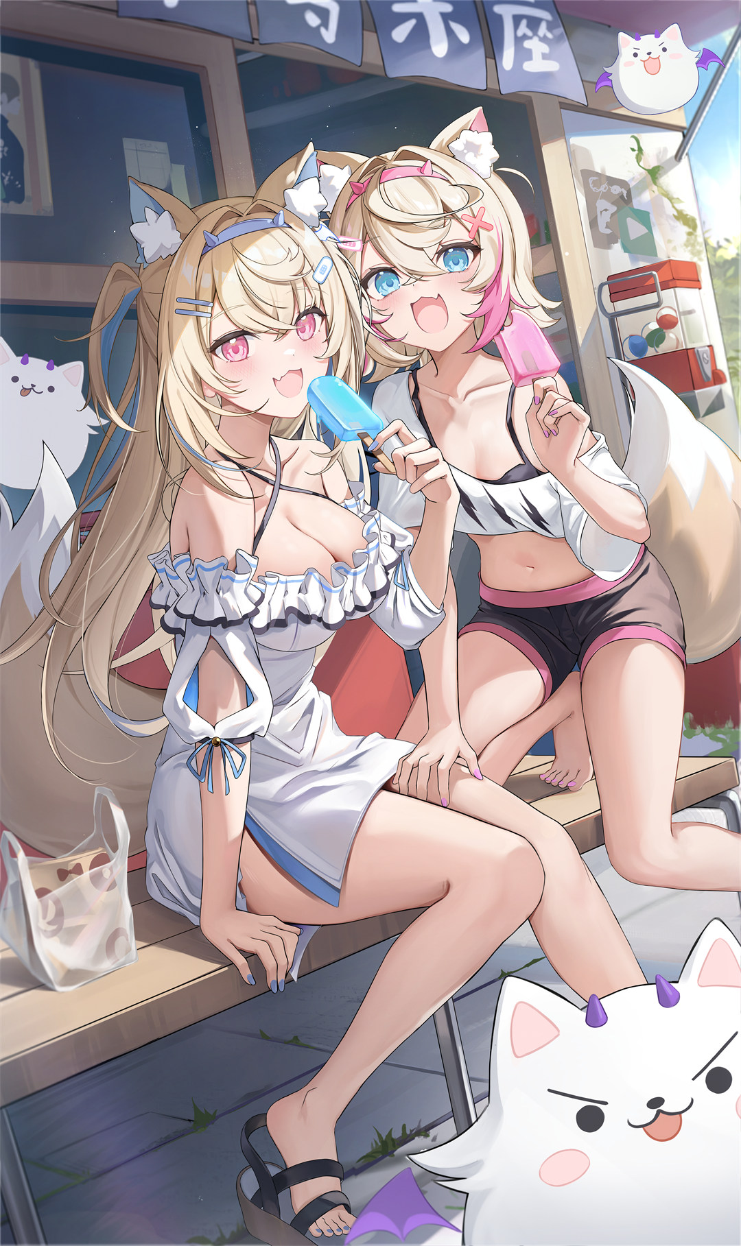 【插画精选】虚拟偶像 兽耳美少女 冰激凌 比基尼 花火 尾刃カンナ 会员动漫美图推荐 精选插画-第2张