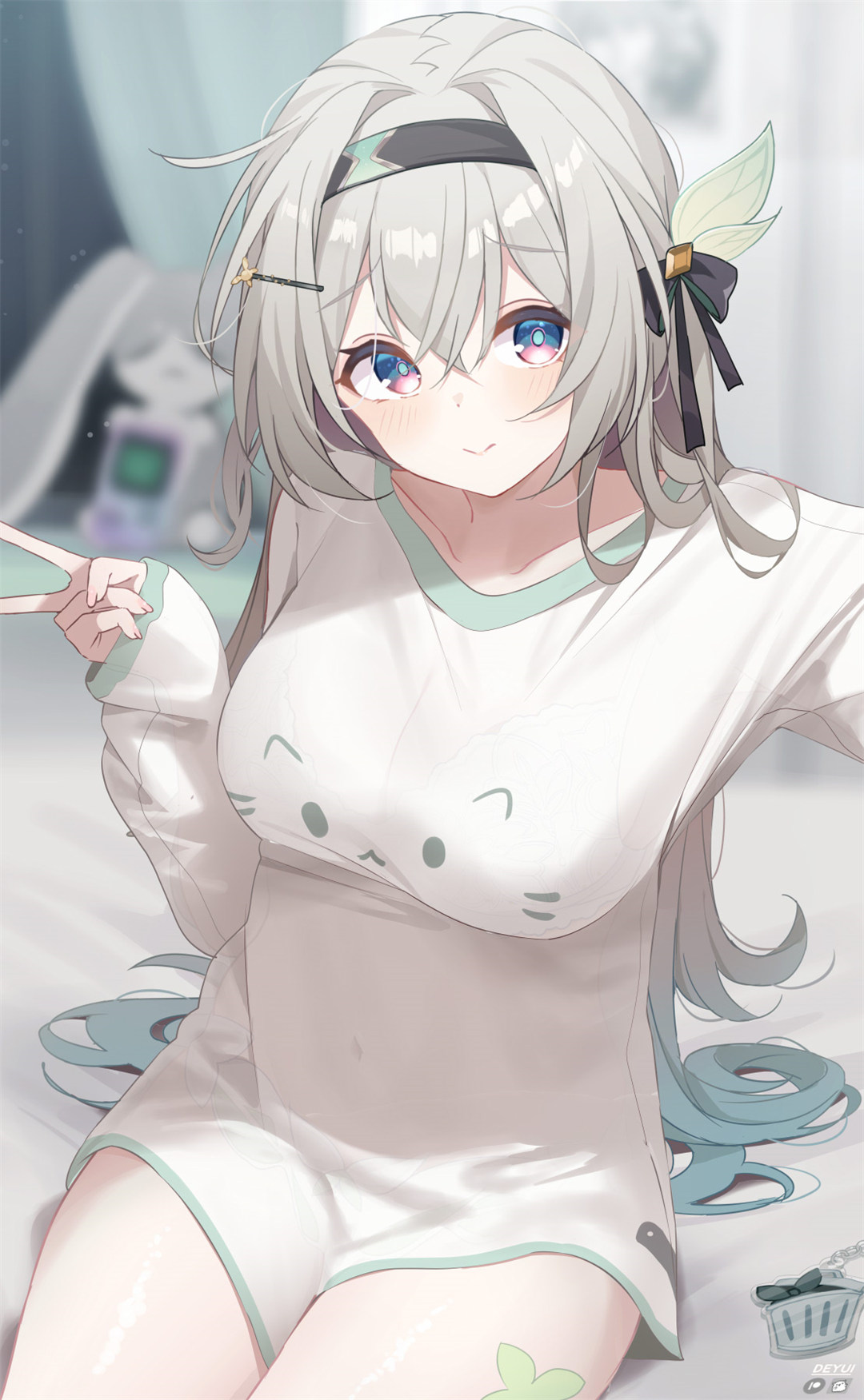 P站美图 崩坏：星穹铁道 流萤 风景 美少女 草帽 短裤 插画-第1张