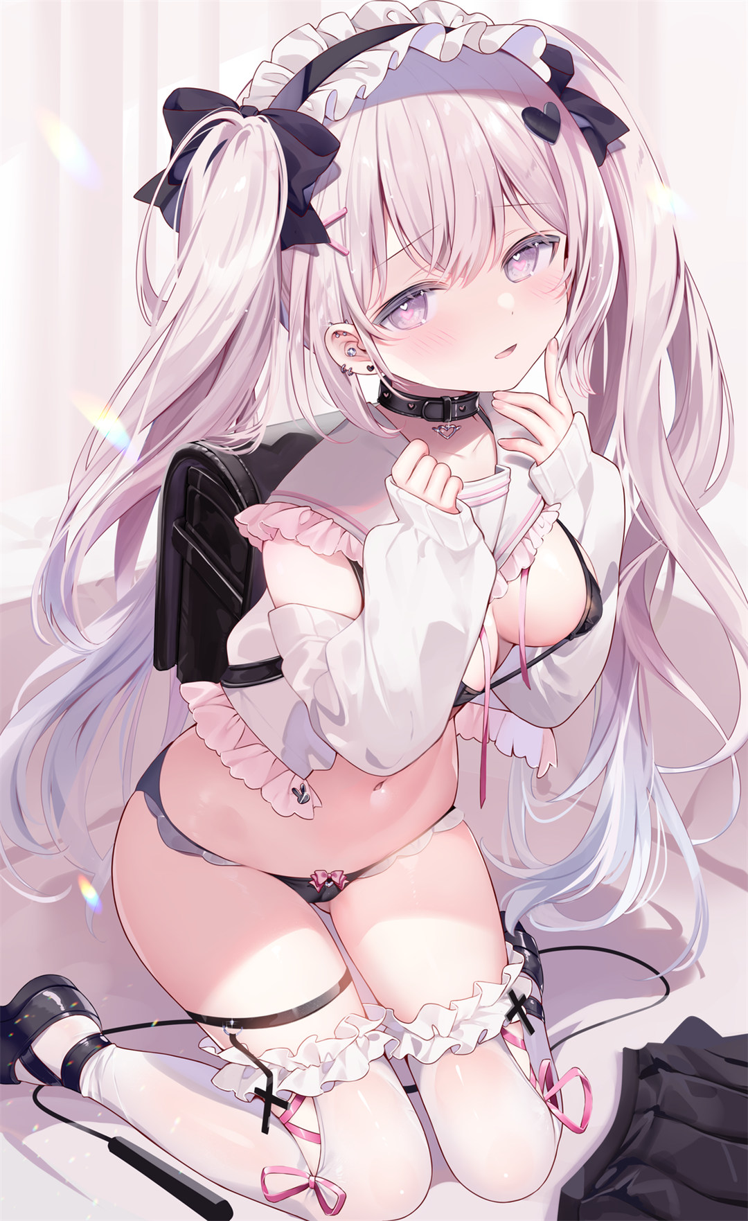 【插画精选】绝区零 妮可 白毛双马尾美少女 飞鸟马时泳装 会员动漫美图推荐 精选插画-第2张
