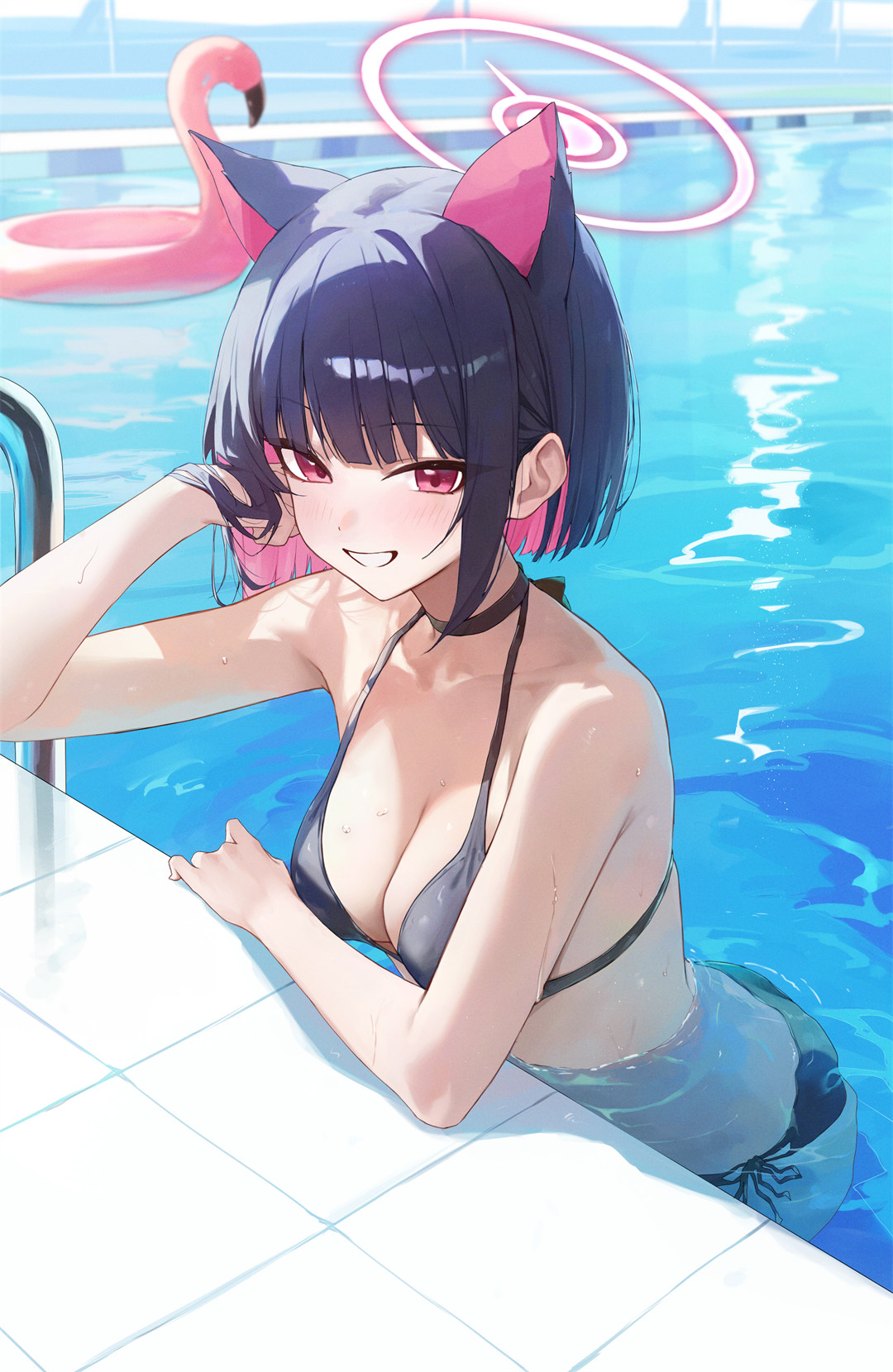 【插画精选】绝区零 妮可 白毛双马尾美少女 飞鸟马时泳装 会员动漫美图推荐 精选插画-第3张