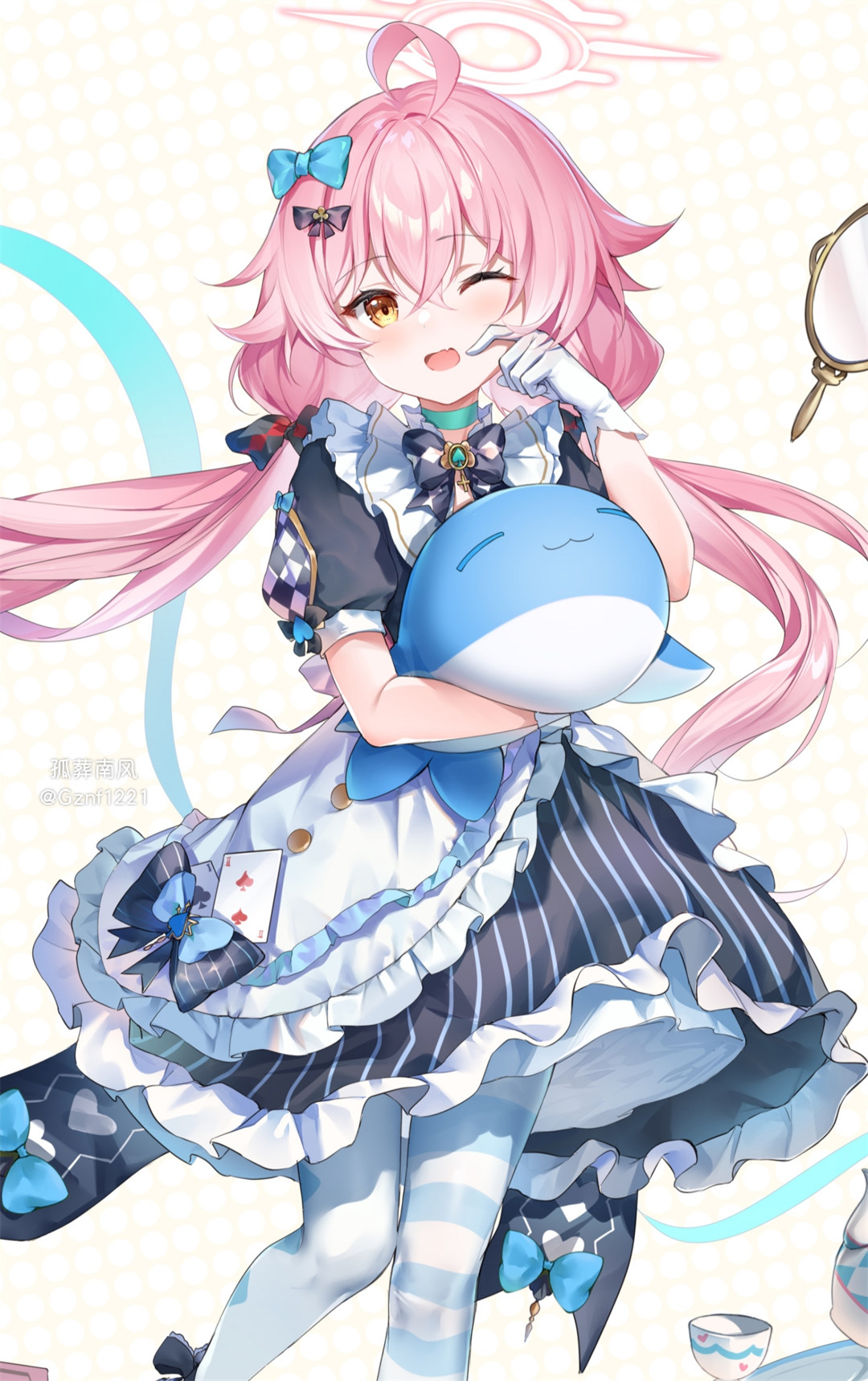 【P站美图】碧蓝档案 阿慈谷ヒフミ 兽耳美少女 网袜 芙宁娜胡桃居家服 插画动漫美图推荐 P站美图-第6张