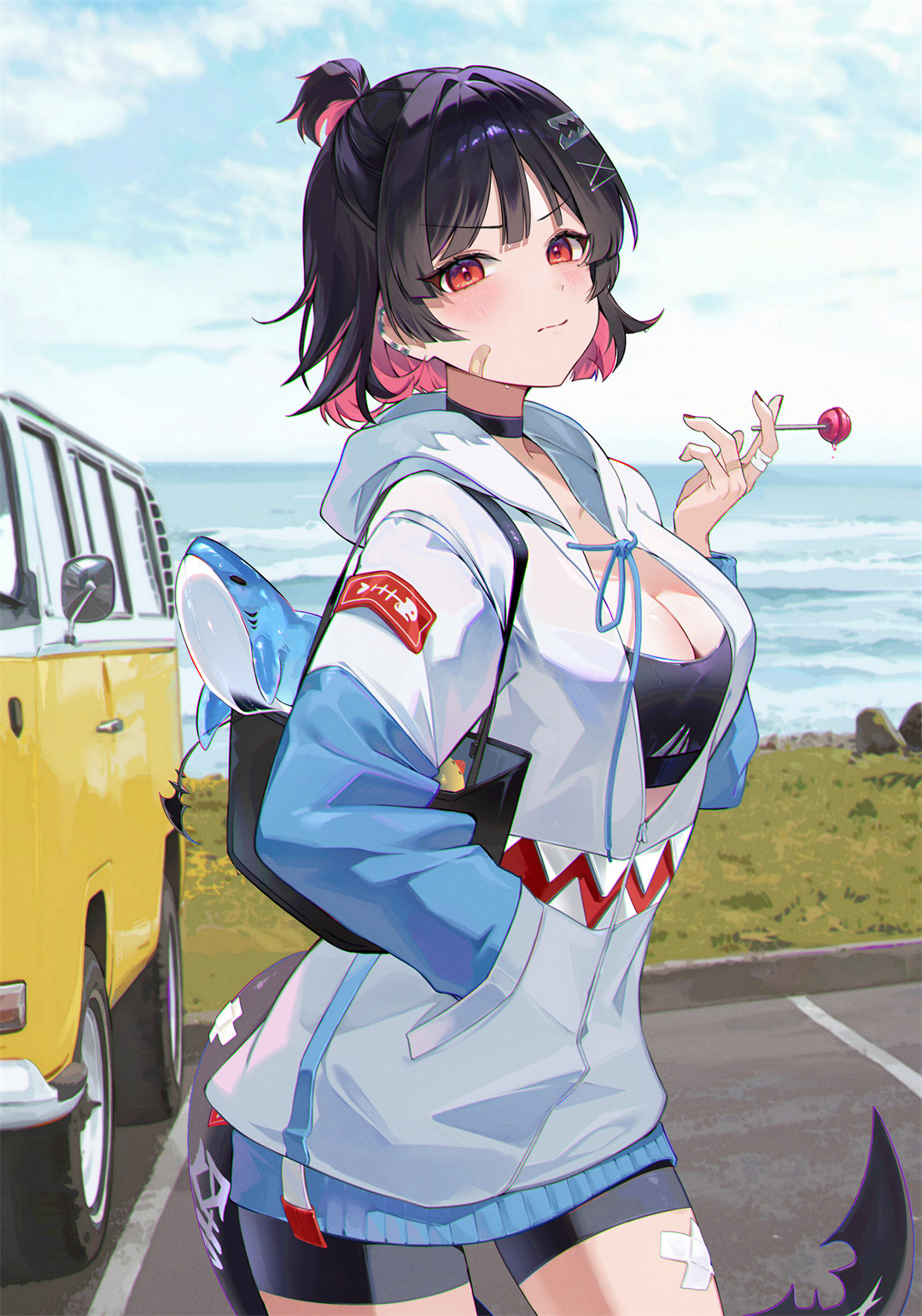 【P站美图】海边美少女 JK制服 天空 砂狼白子 花火 小鸟游星野 插画美图推荐 P站美图-第2张