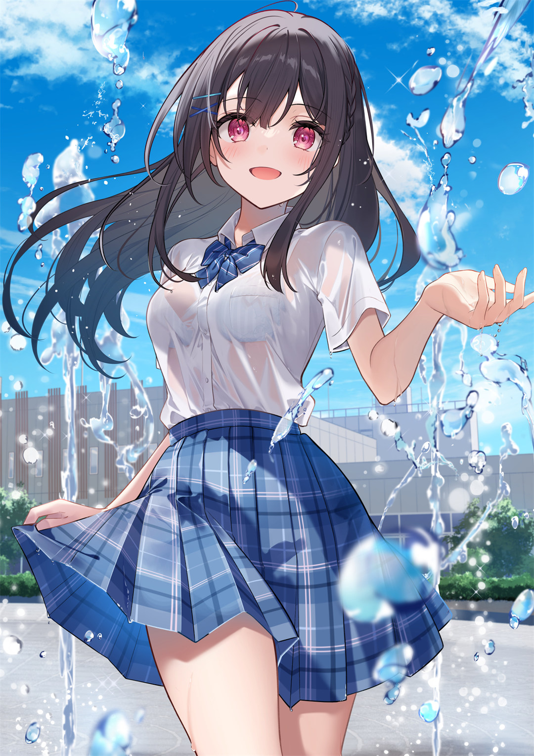 【P站美图】海边美少女 JK制服 天空 砂狼白子 花火 小鸟游星野 插画美图推荐 P站美图-第3张