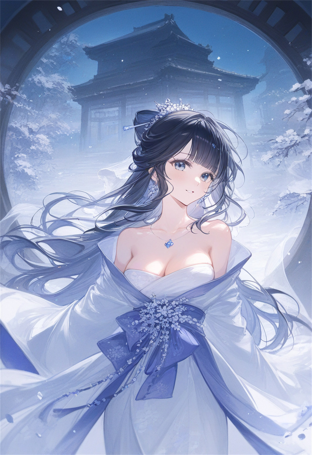 【AI生成】中国风美少女 抹胸衣服 巨乳 AI插画推荐 P站美图-第1张