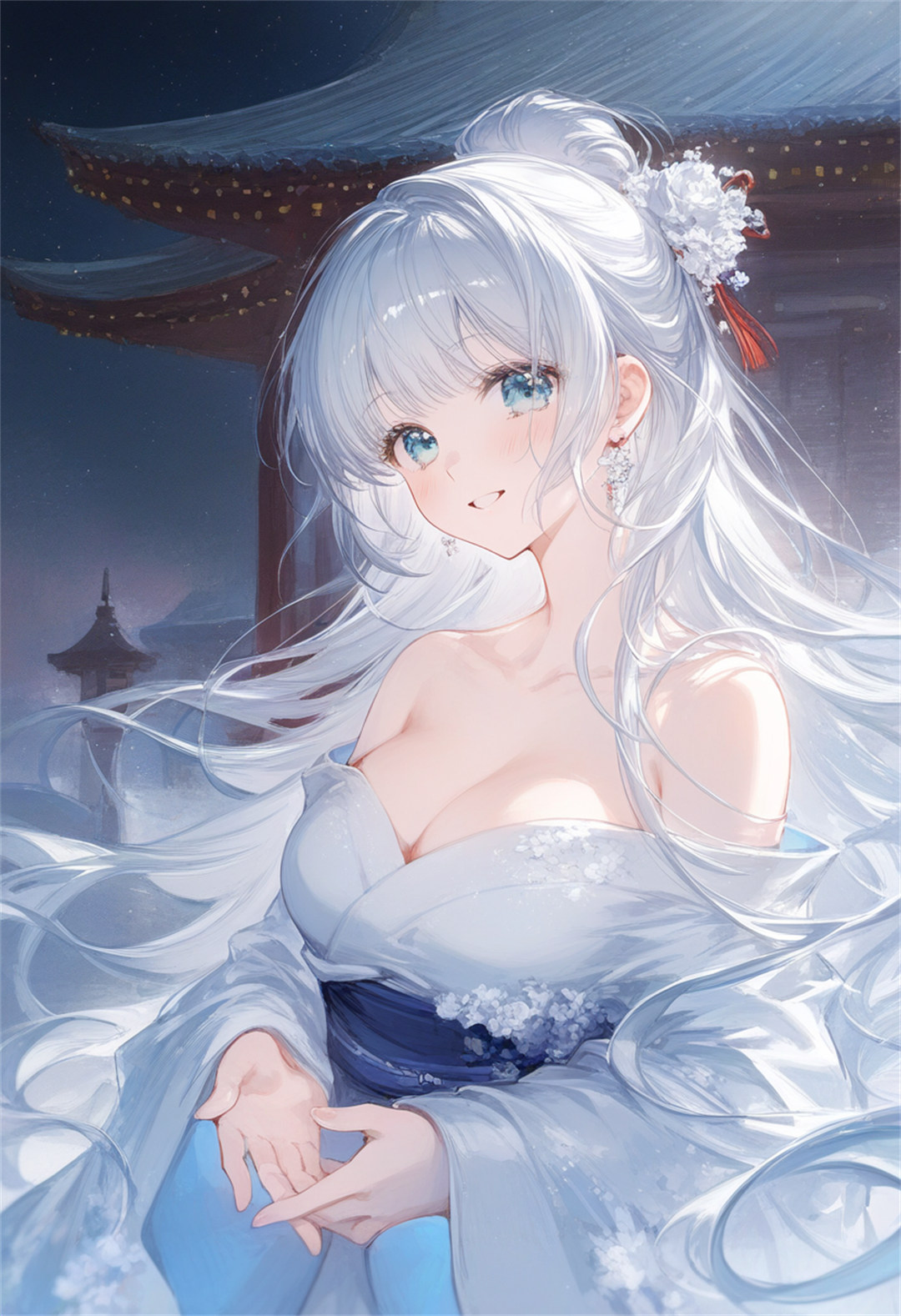 【AI生成】中国风美少女 抹胸衣服 巨乳 AI插画推荐 P站美图-第5张