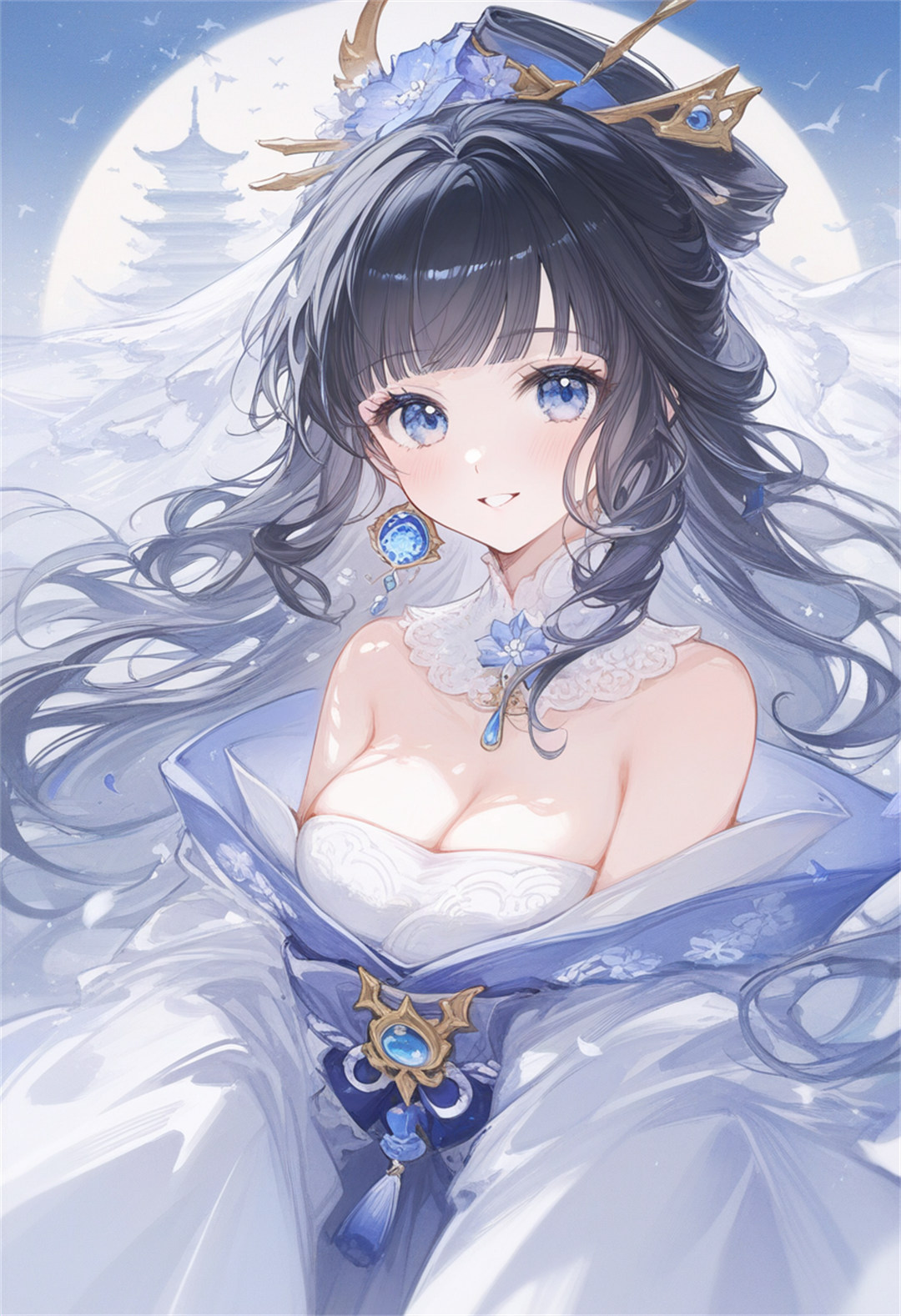 【AI生成】中国风美少女 抹胸衣服 巨乳 AI插画推荐 P站美图-第7张