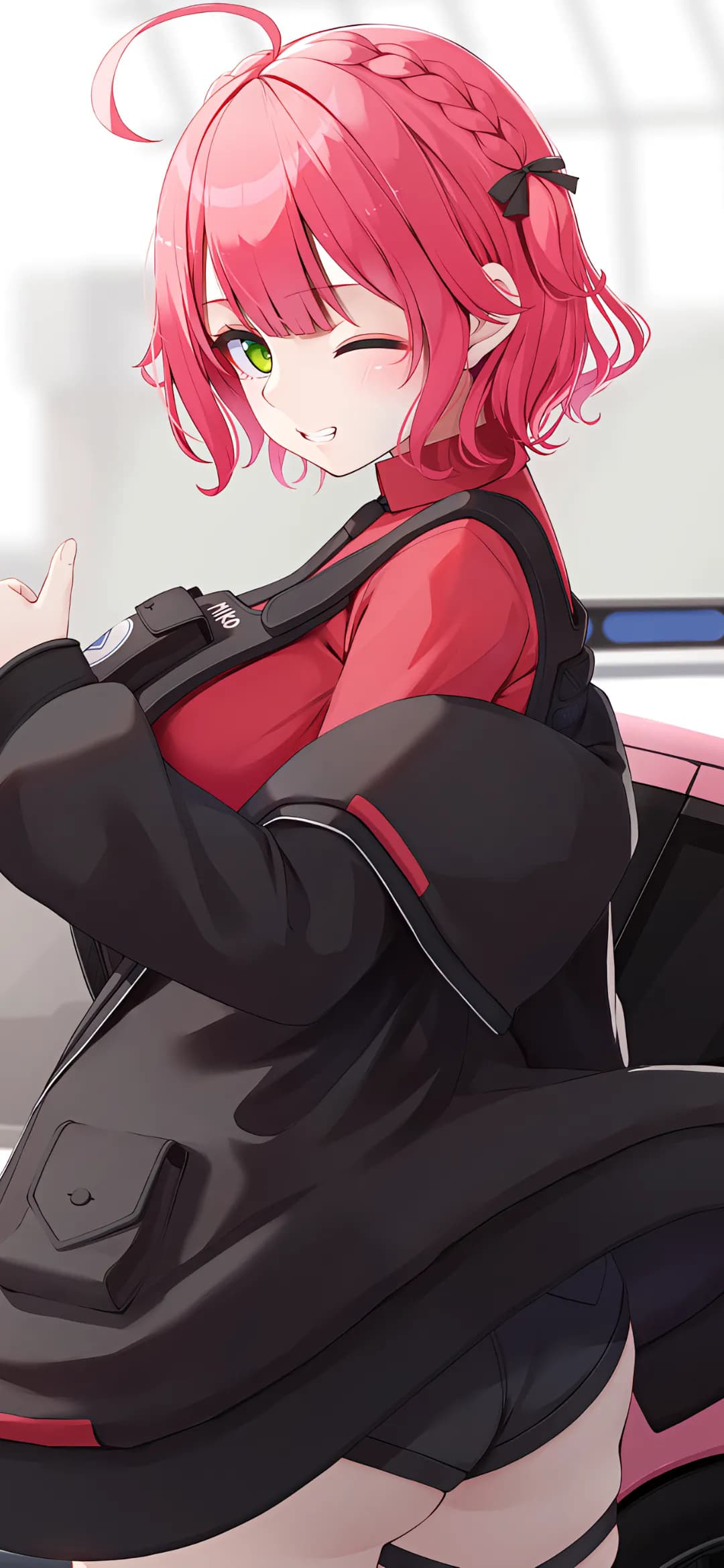 【动漫壁纸】碧蓝档案 妃咲 JK制服 白发兽耳美少女 你的人生是我来迟了 手机壁纸-第1张