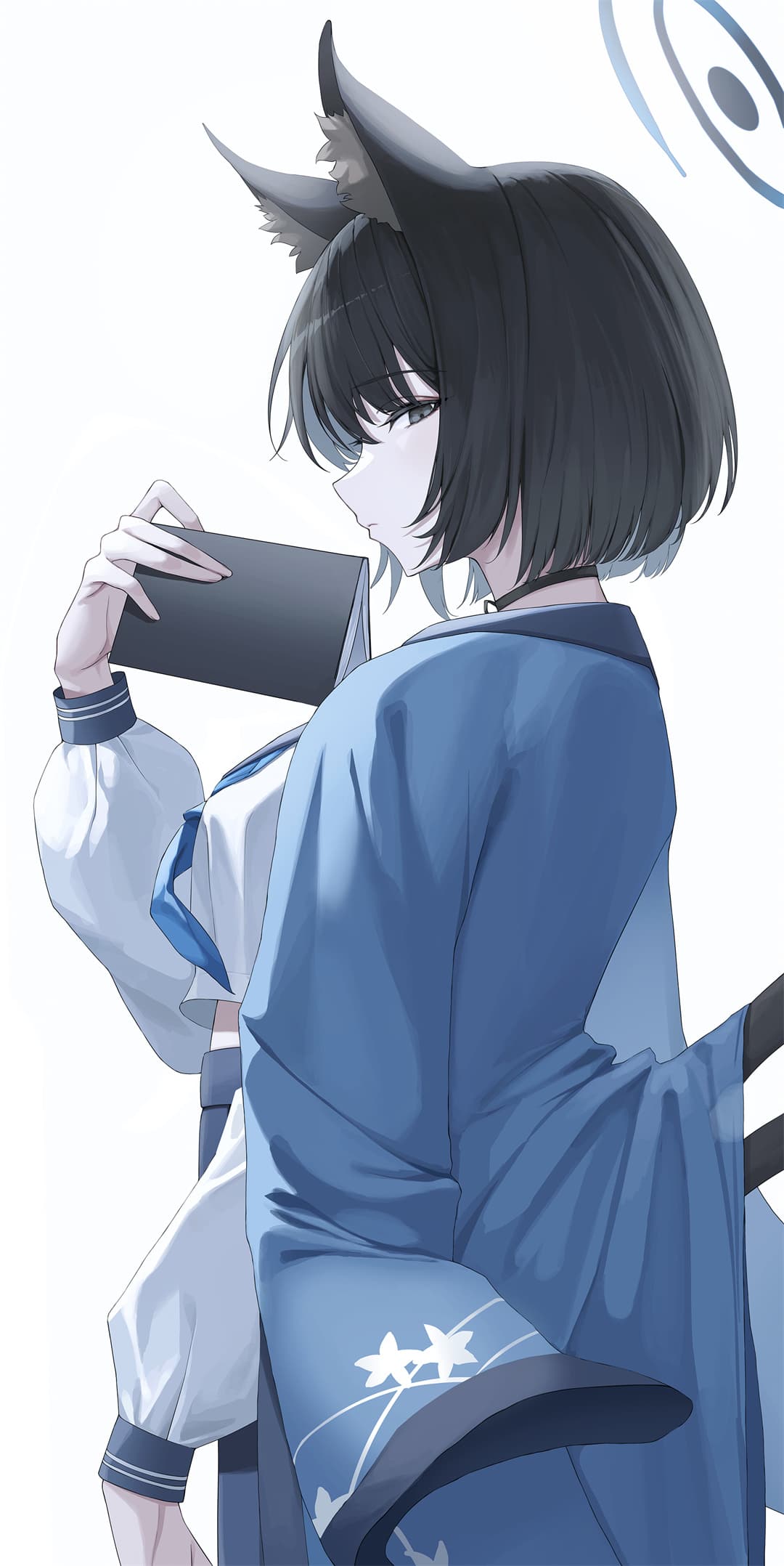 【动漫壁纸】碧蓝档案 陸八魔アル 喝咖啡的美少女 银发女学生 兽耳美少女 插画美图推荐 P站美图-第2张