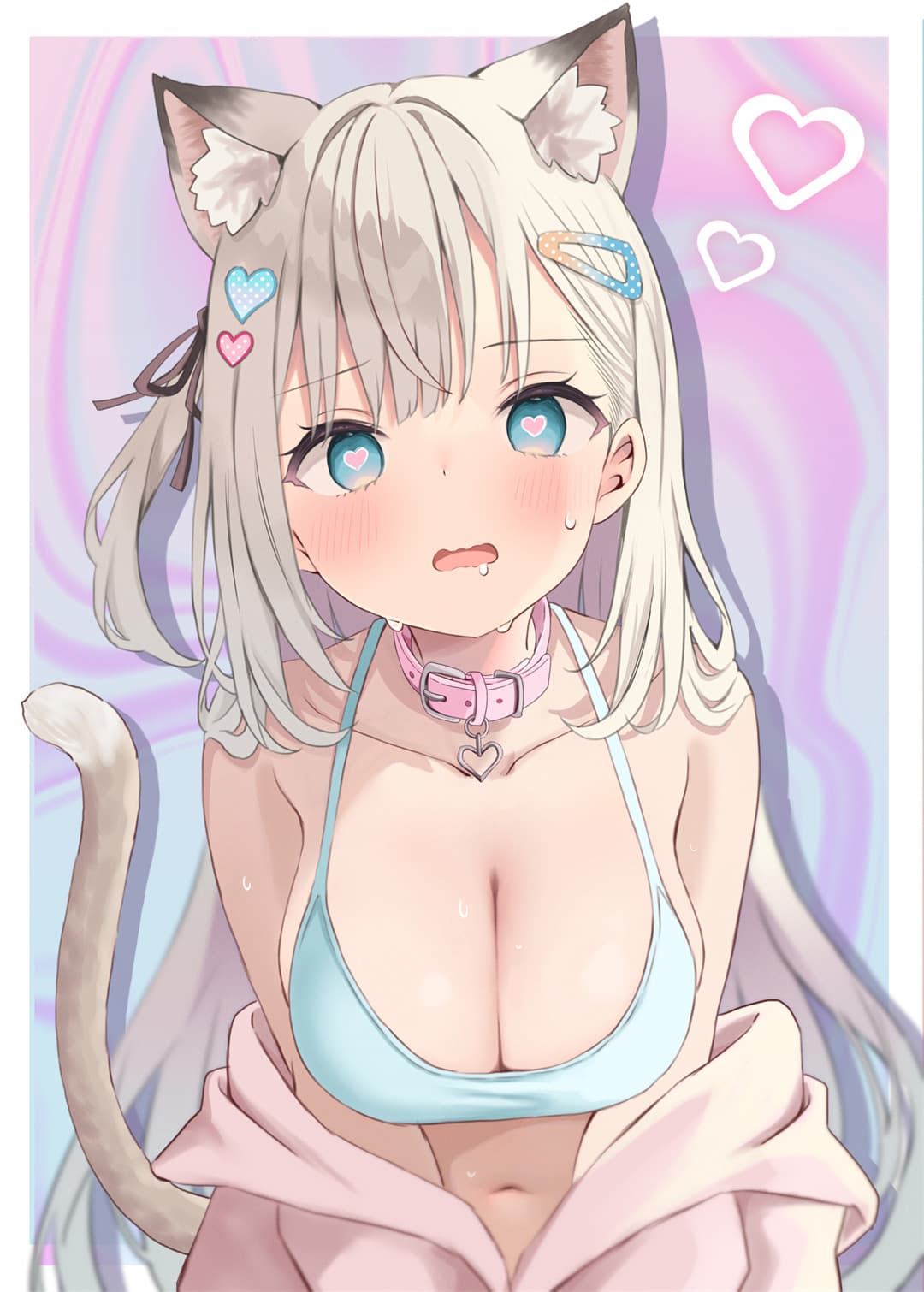 【插画精选】兽耳美少女 项圈 粉毛美少女 鎌ヶ谷桃香 原神 八重神子 会员动漫壁纸推荐 精选插画-第2张