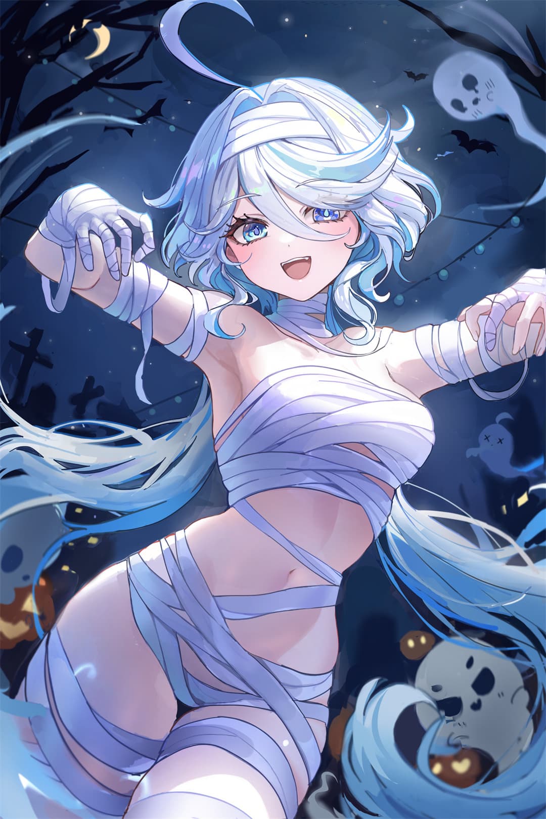 【限免】【插画精选】雷姆 大南瓜灯 碧蓝档案 砂狼白子 芙宁娜 银发小恶魔 万圣节专题插画 精选插画-第6张