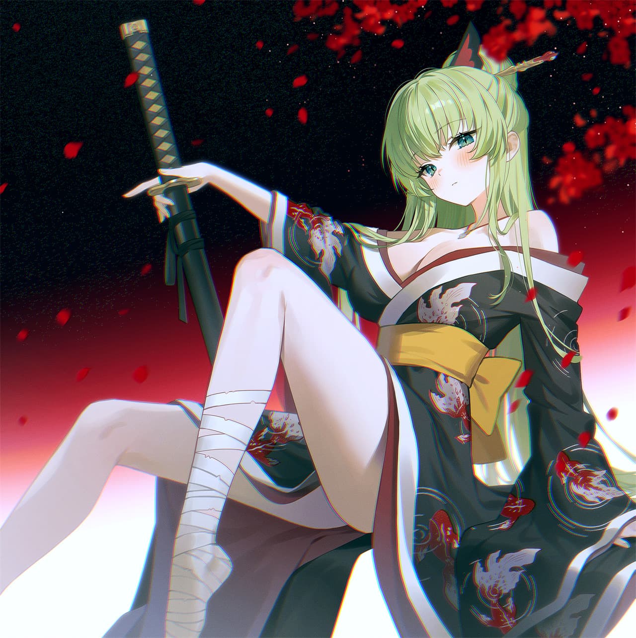 【P站美图】星穹铁道 知更鸟 黑塔 灵砂 明日方舟 塔露拉 兽耳少女 和服 日本刀 美少女 碧蓝档案 调月莉音 插画美图推荐 P站美图-第1张