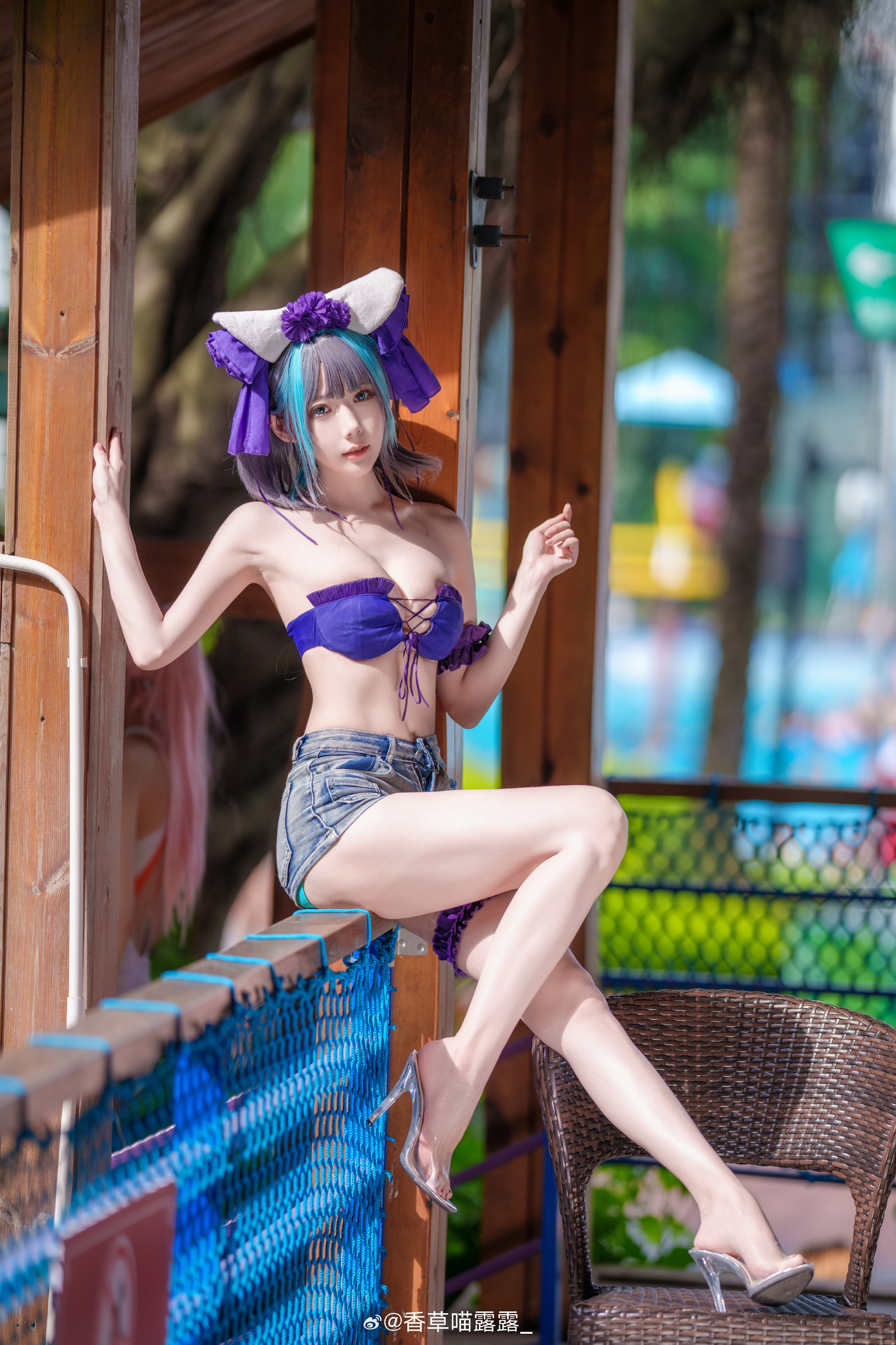 COSPLAY 是方便玩水版柴郡猫～ 碧蓝航线@香草喵露露_ COSPLAY-第1张